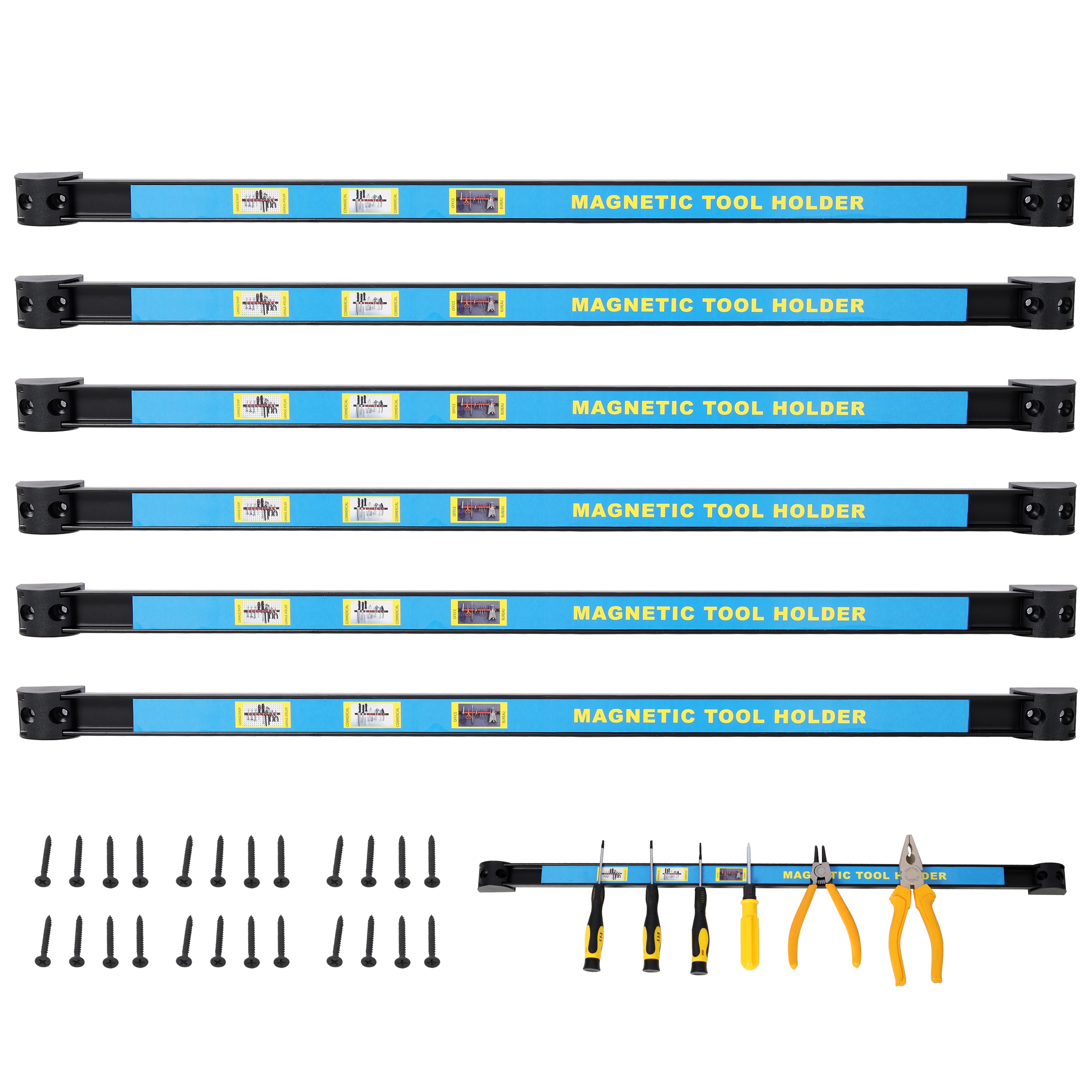 Bayfeve 6 Pack 24 Inch Heavy Duty Magnetic Tool Bar Set for Garage and Workshop
