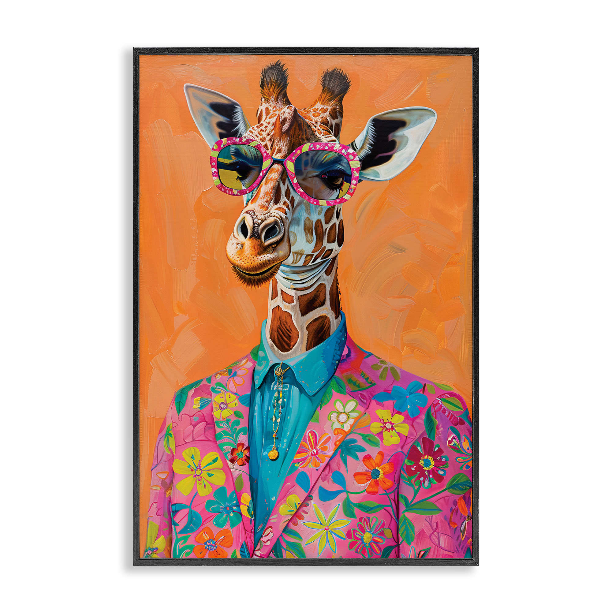 Stupell Industries BT-896-FR-12X18 Bright and Trendy Giraffe in Suit Black Framed Giclee Art By LSR Design Studio 12 x 18