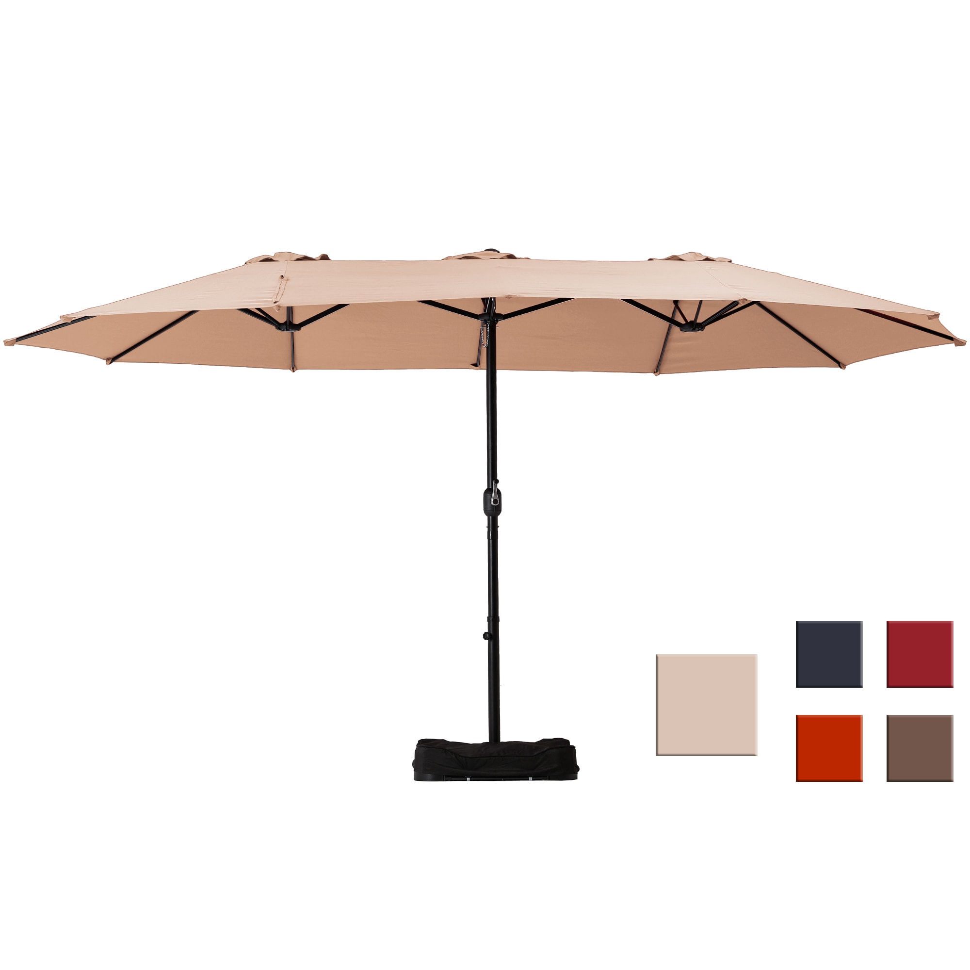 Clihome CH-M11-BE 15-ft Steel Beige No-tilt Market Patio Umbrella with Base