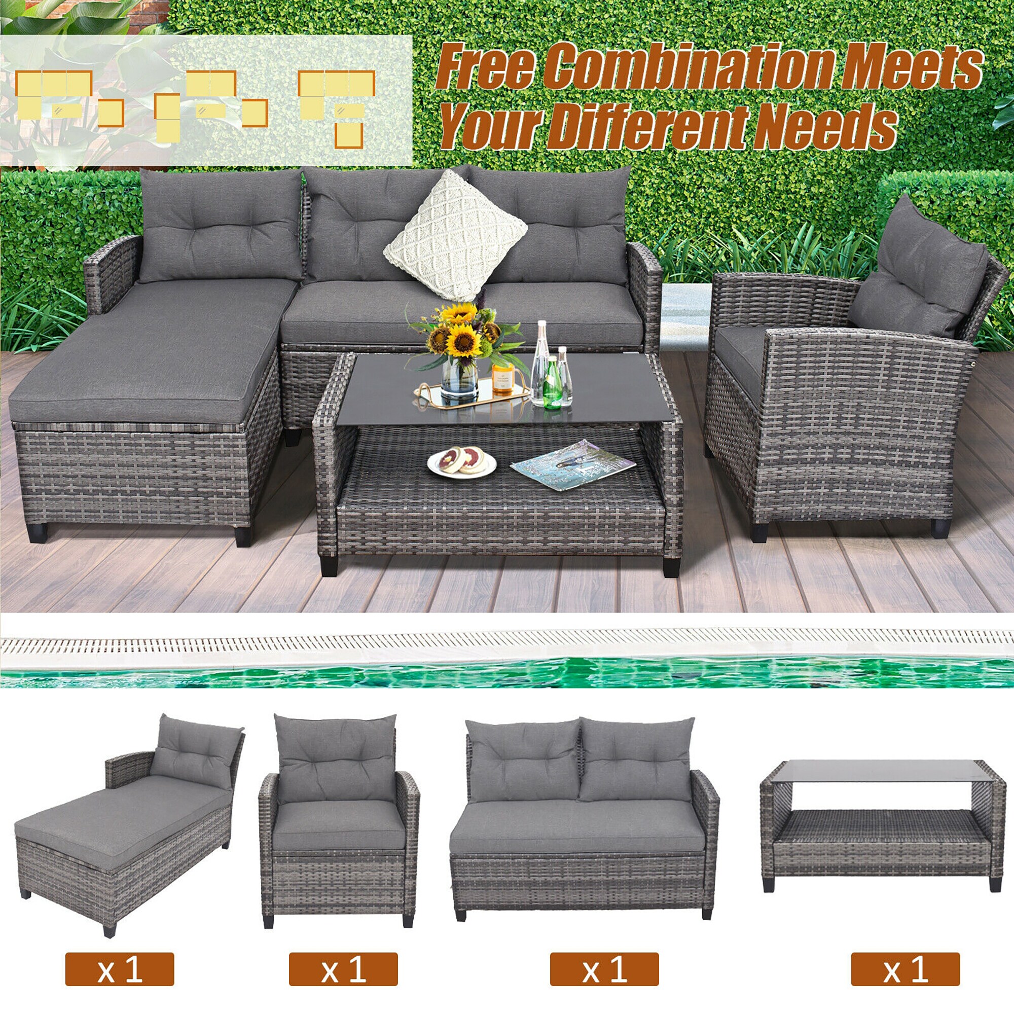 Forclover HYFL-569GR+ Patio-Conversation-Sets - View #5