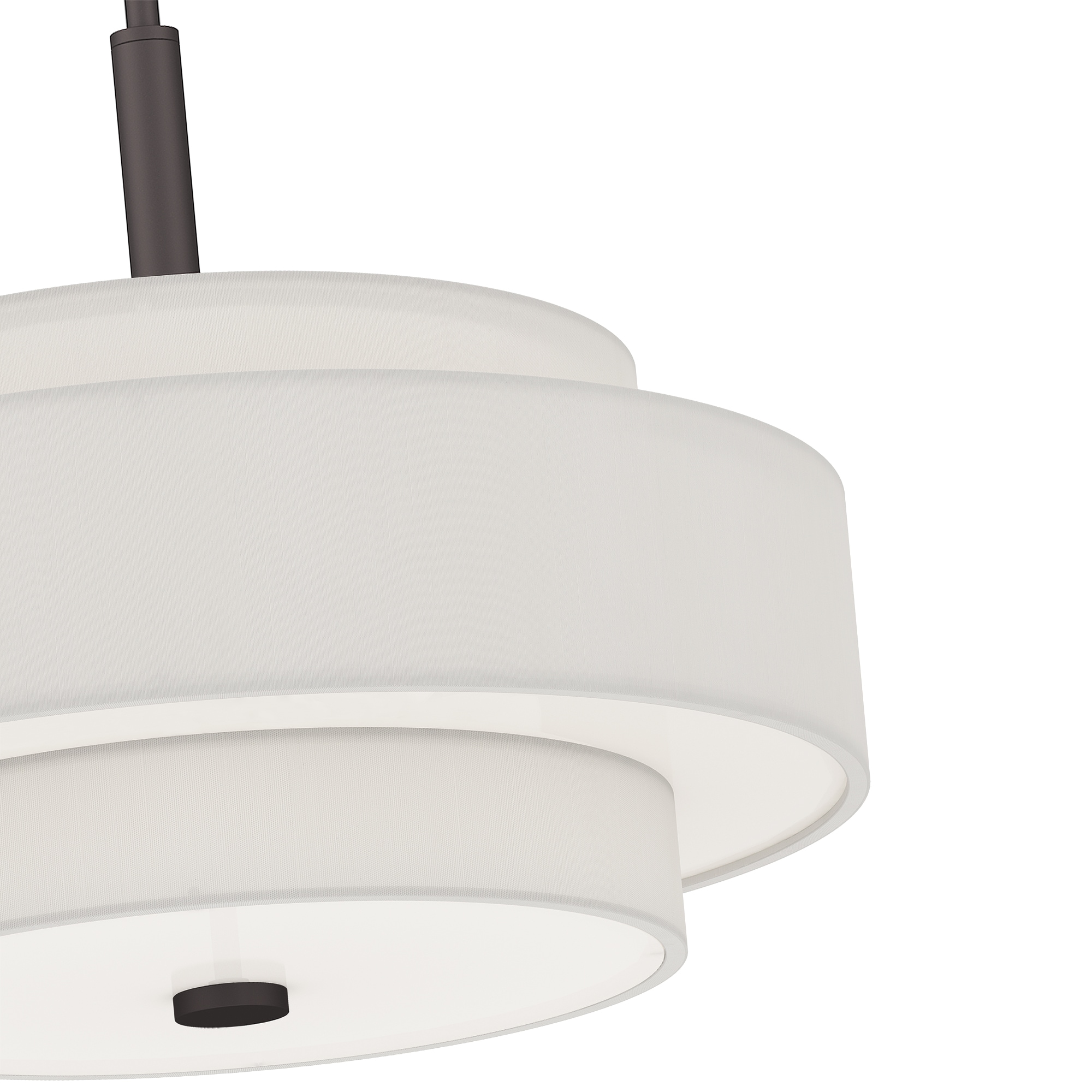 Bronze 4-Light Pendant with Off-White Drum Shade