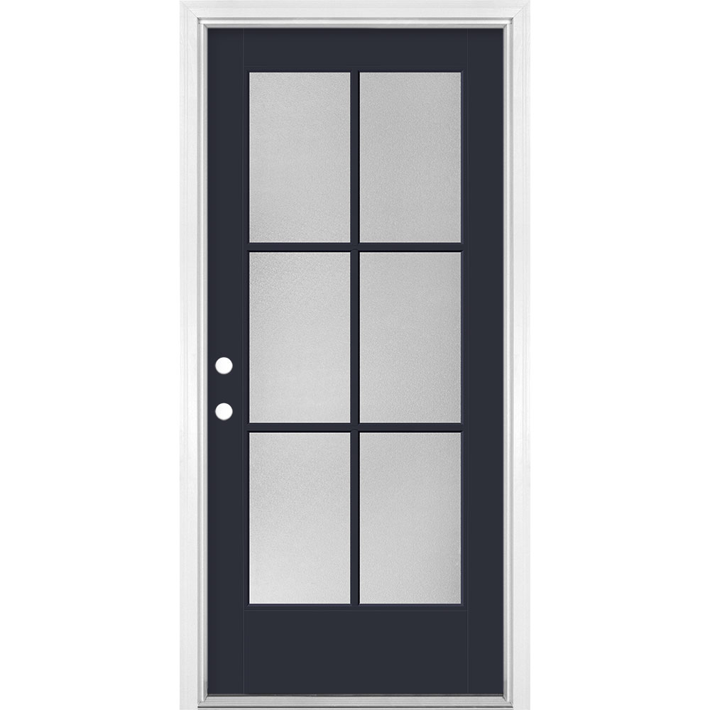 Masonite 1524350 36-in x 80-in x 4-9/16-in Fiberglass Full lite Left-hand inswing Eclipse Painted Prehung Front Door with Brickmould Insulating core