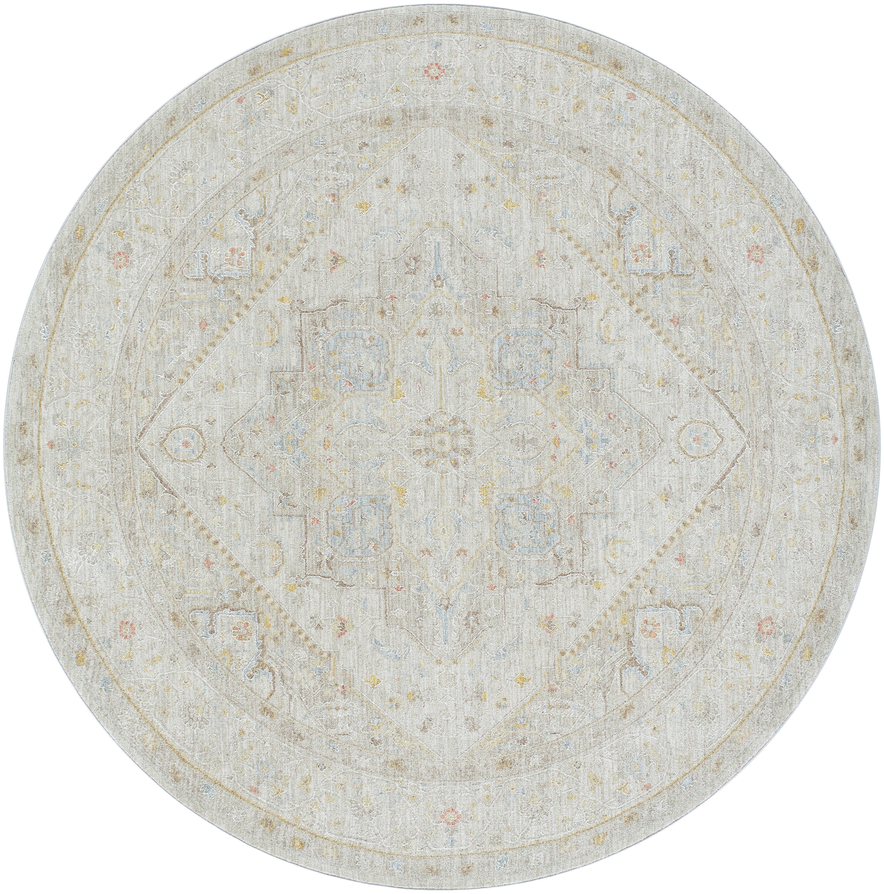 Livabliss AVT2362-67RD Avant Garde 6 x 6 (ft) Polyester Taupe Round Indoor Vintage Area rug