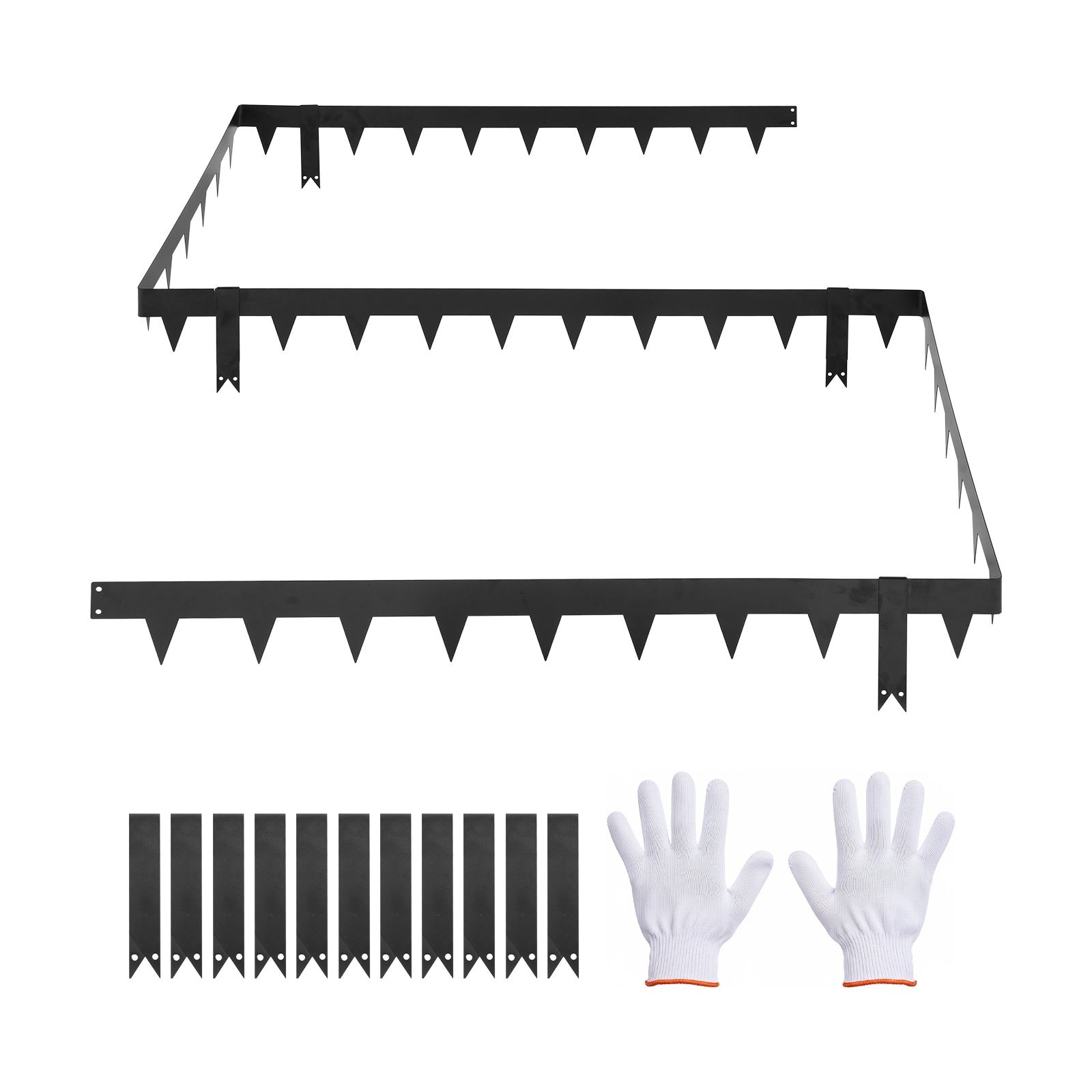 CJGQ Galvanized Steel Landscape Edging 10-Pack 40 x 4.5 Inches with 11 Mounting Clips Heavy Duty Metal Garden Border for Flower Beds and Pathways Black
