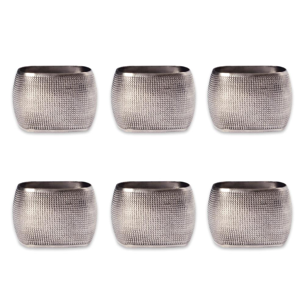 Distressed Tile Metal Napkin Ring Set of 4