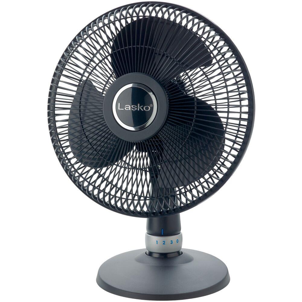 Lasko 2027 12-in 3-Speed Indoor Black Desk Fan