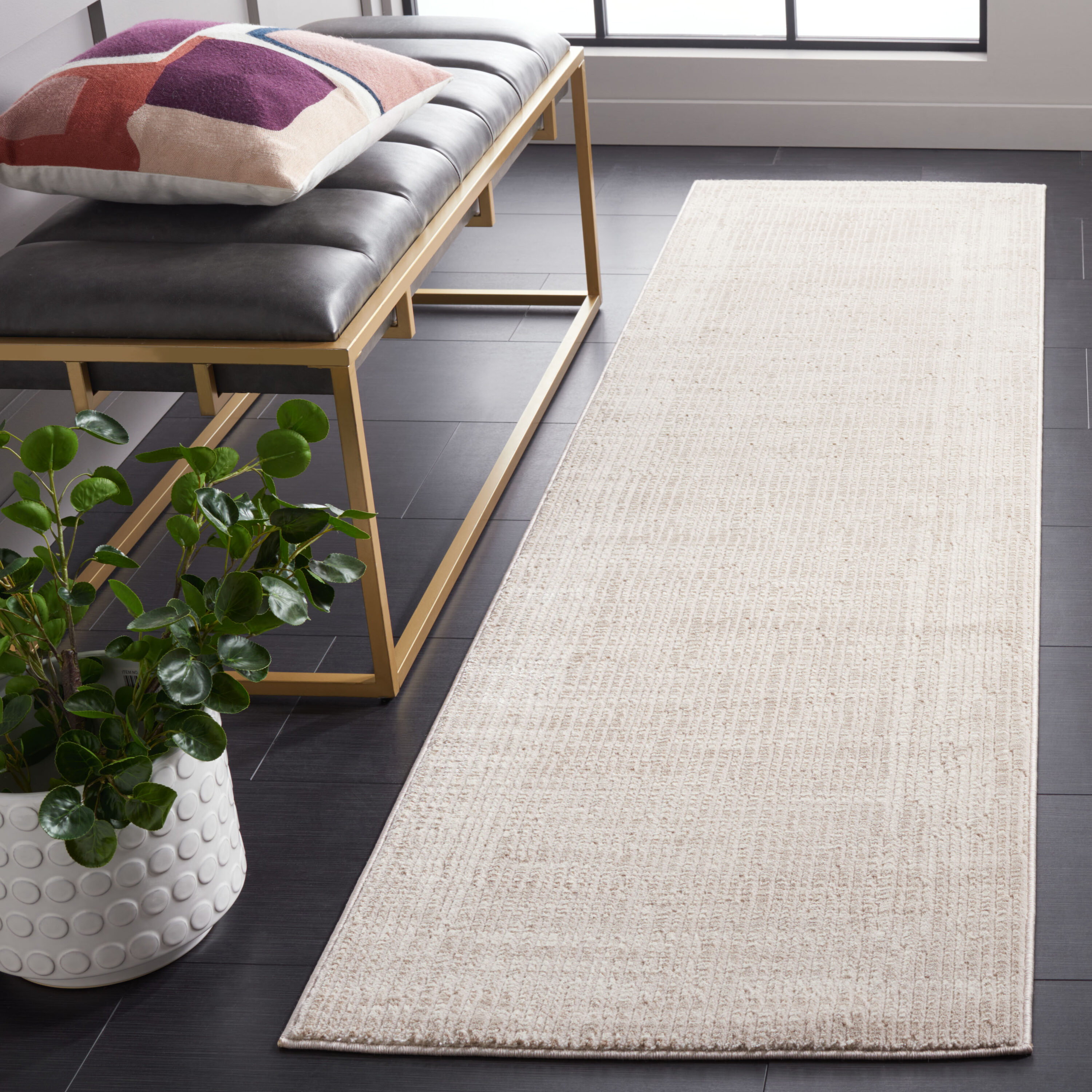 Continental 114A Ivory/Beige 2ft-2in x 8ft Runner Rug