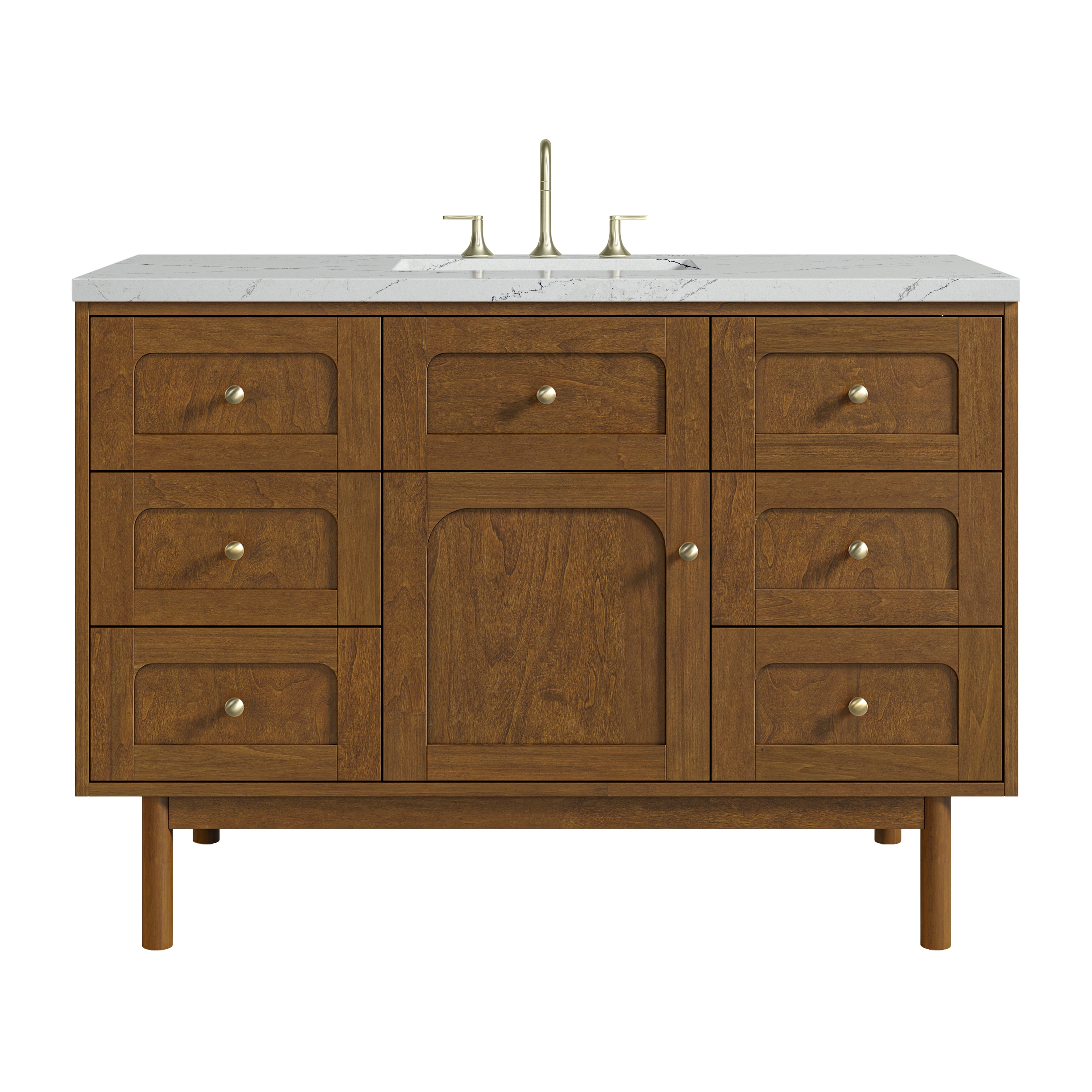 James Martin Vanities Laurent 48-in Honey Oak Undermount Single Sink Bathroom Vanity with Ethereal Noctis Quartz Top