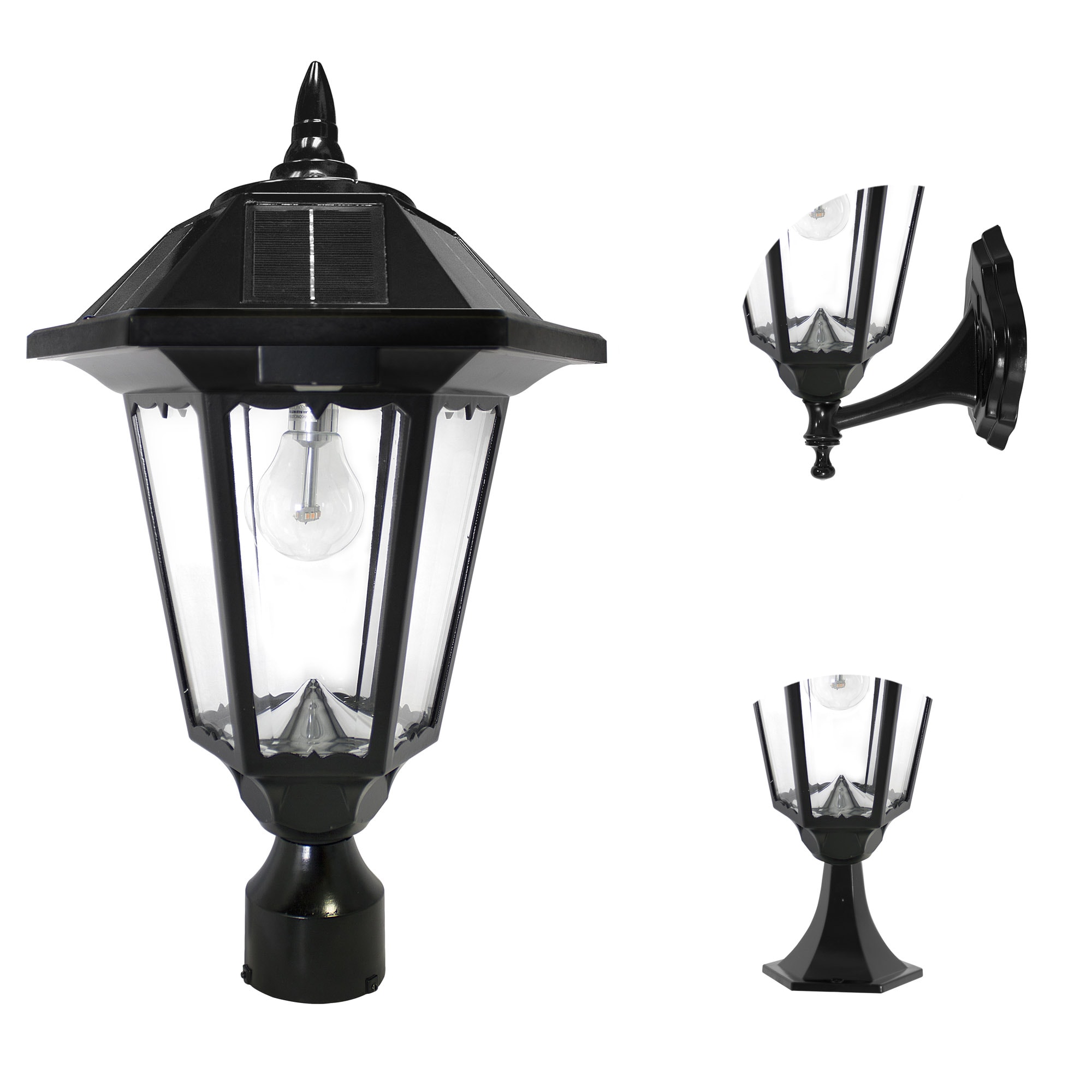 Gama Sonic Windsor Bulb 20-in Black Traditional Post Light at