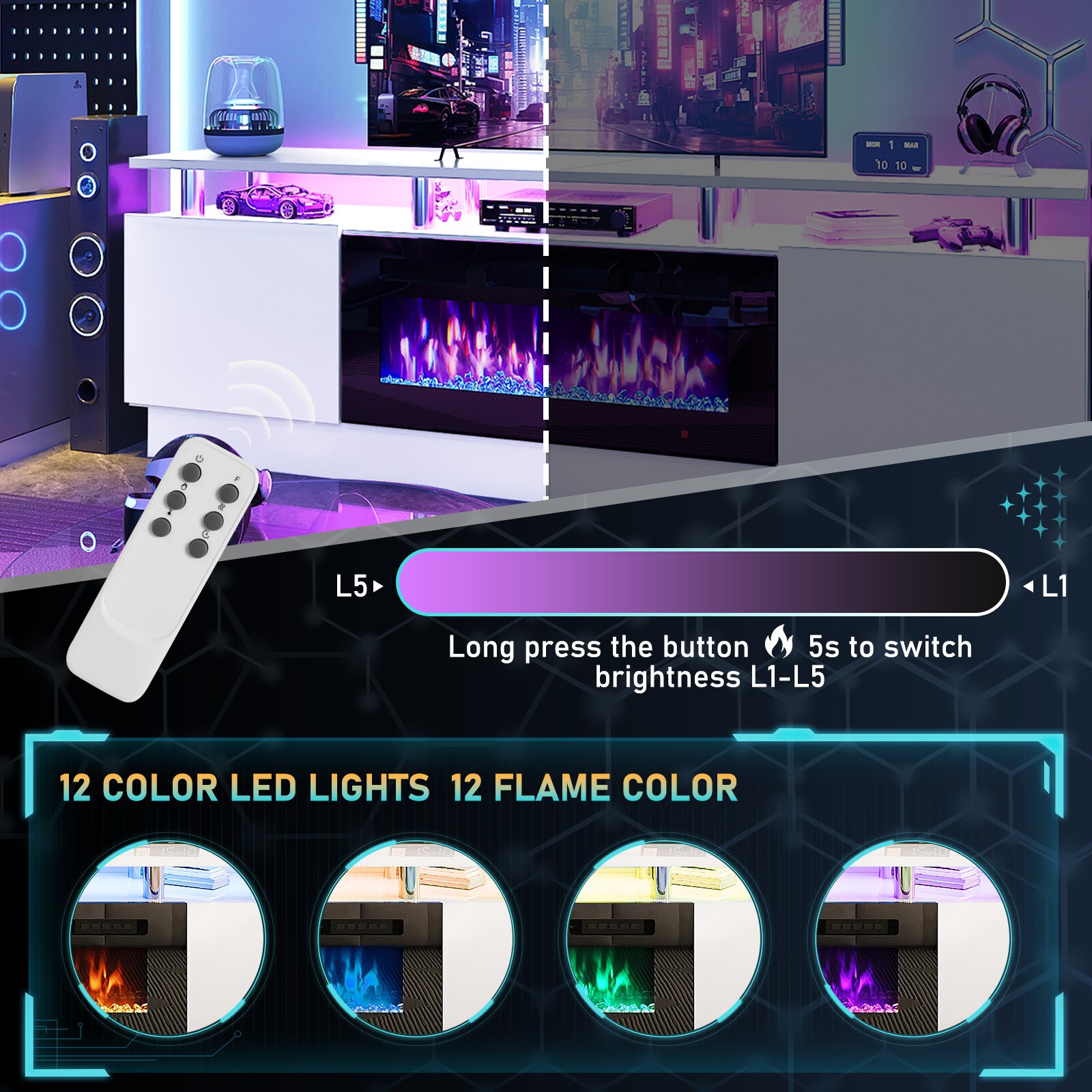 Bapipro TE26A1480W Electric-Fireplaces - View #2