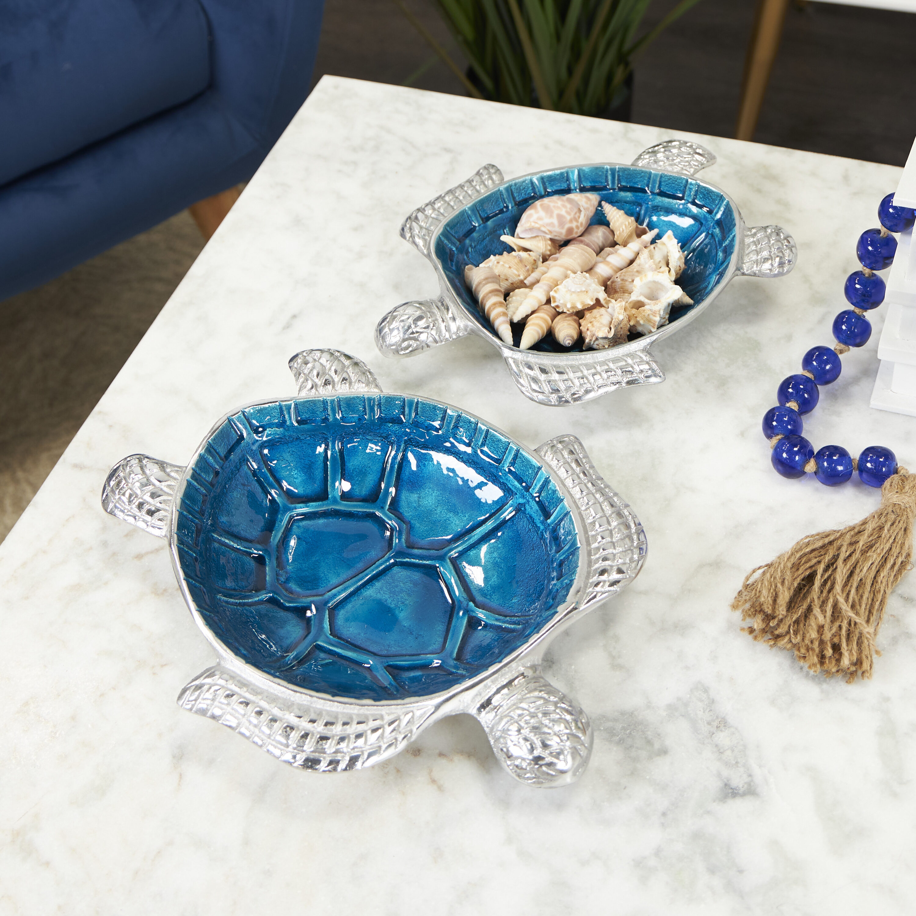 Grayson Lane 821781 2 -Pack Blue Aluminum Modern Decorative bowl