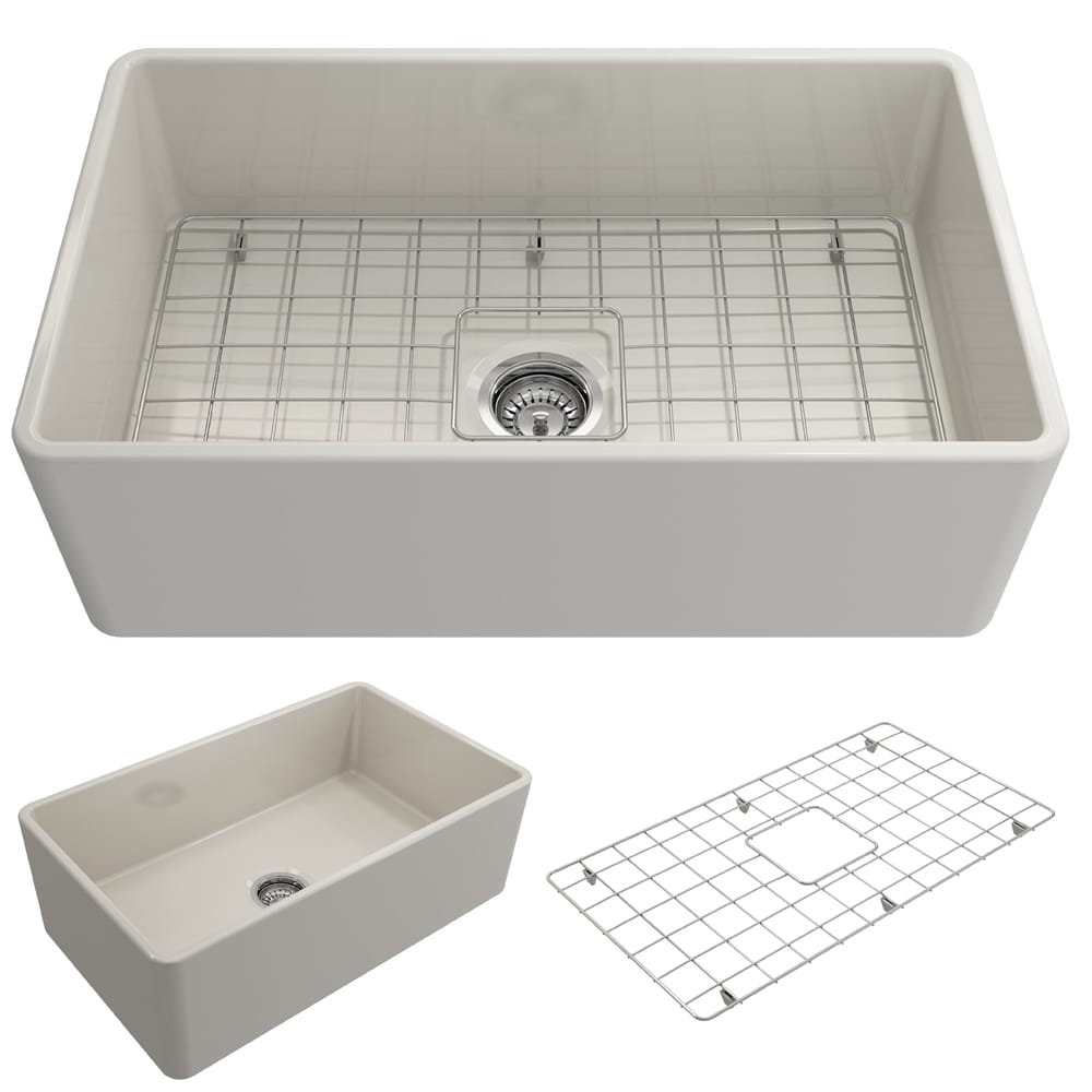 BOCCHI 1138-014-0120 Classico Farmhouse apron front 30-Inches x 18-Inches Fireclay Single bowl Kitchen Sink