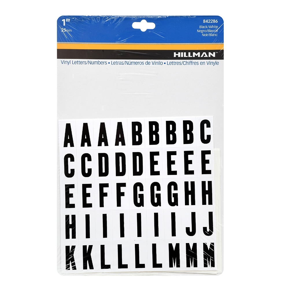 Hillman 1-inch Black & Silver Packaged Letter & Number Mylar Stickers - 1pk