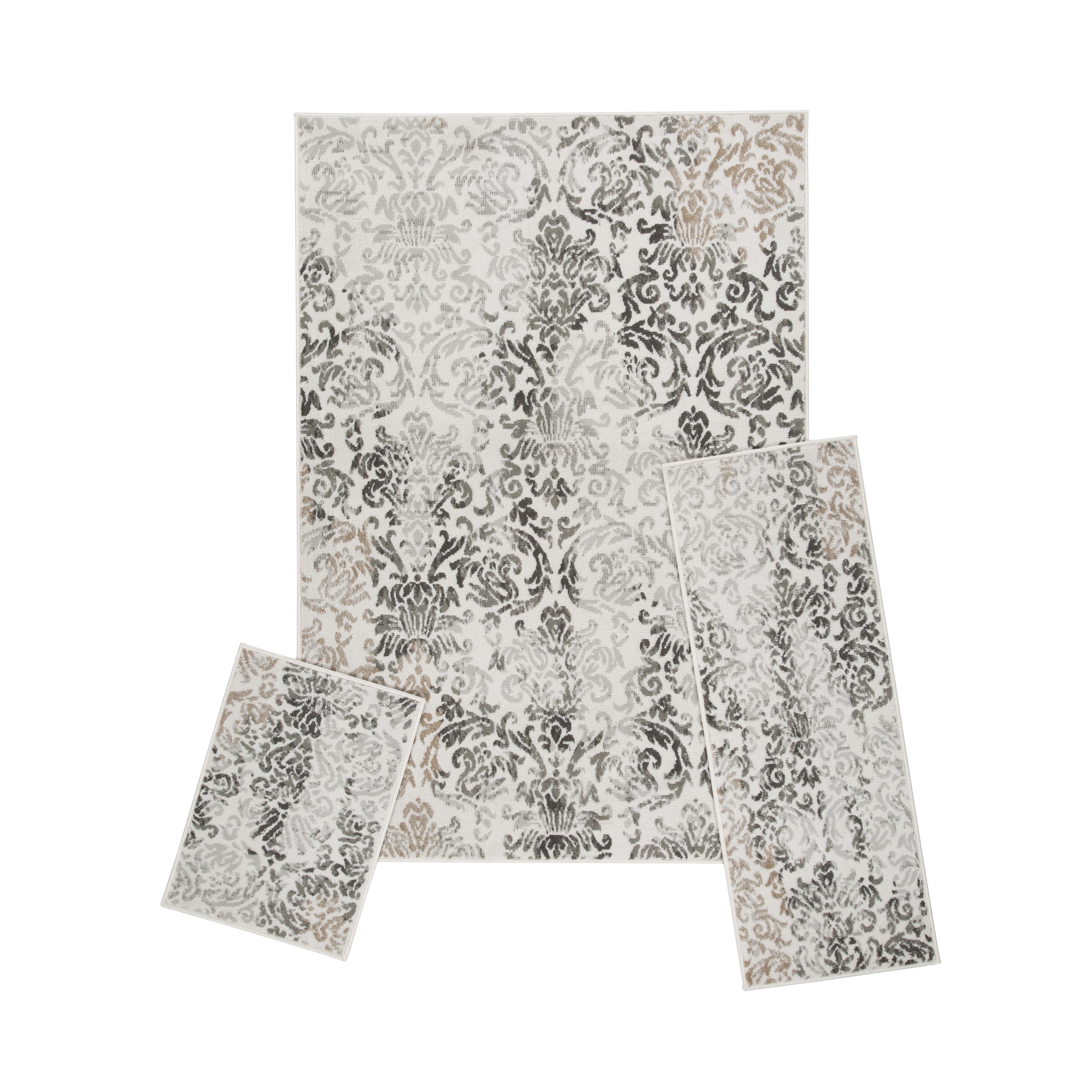 Capri Gray and Beige Synthetic 5 x 8 ft Rectangular Area Rug Set