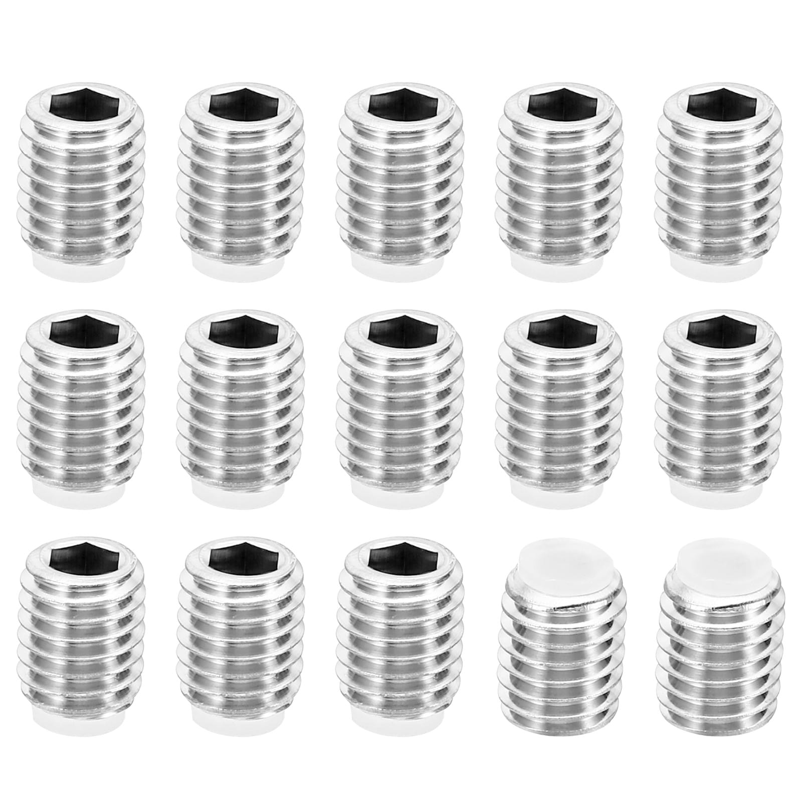 PATIKIL M8x10mm Nylon Tip Grub Screw 15pcs Metric Hex Socket Head Cup Point Anti Slip Set Screws Internal Hex Drive Hardware 304 Stainless Steel
