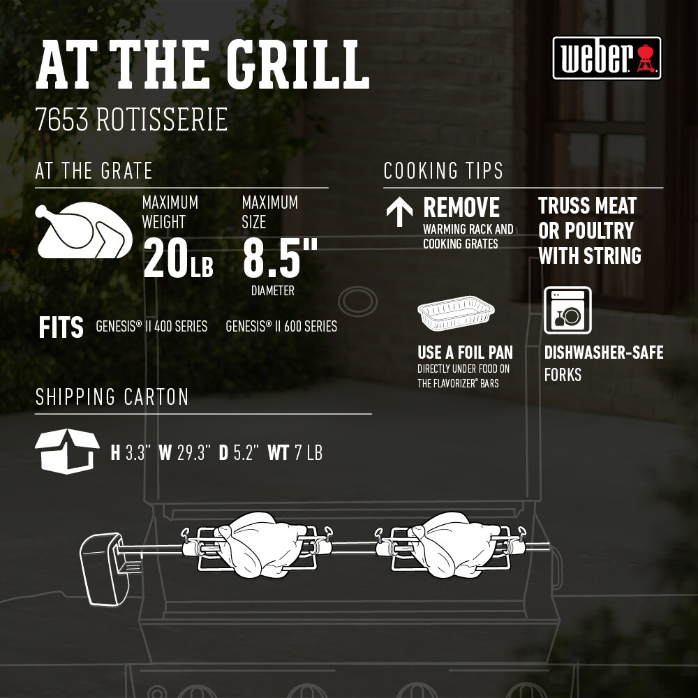 Weber 55.7-in Stainless Steel Grill Rotisserie 7653 simolary.com 20 Weber 55.7-in Stainless Steel Grill Rotisserie 7653 Simolary simolary.com 20