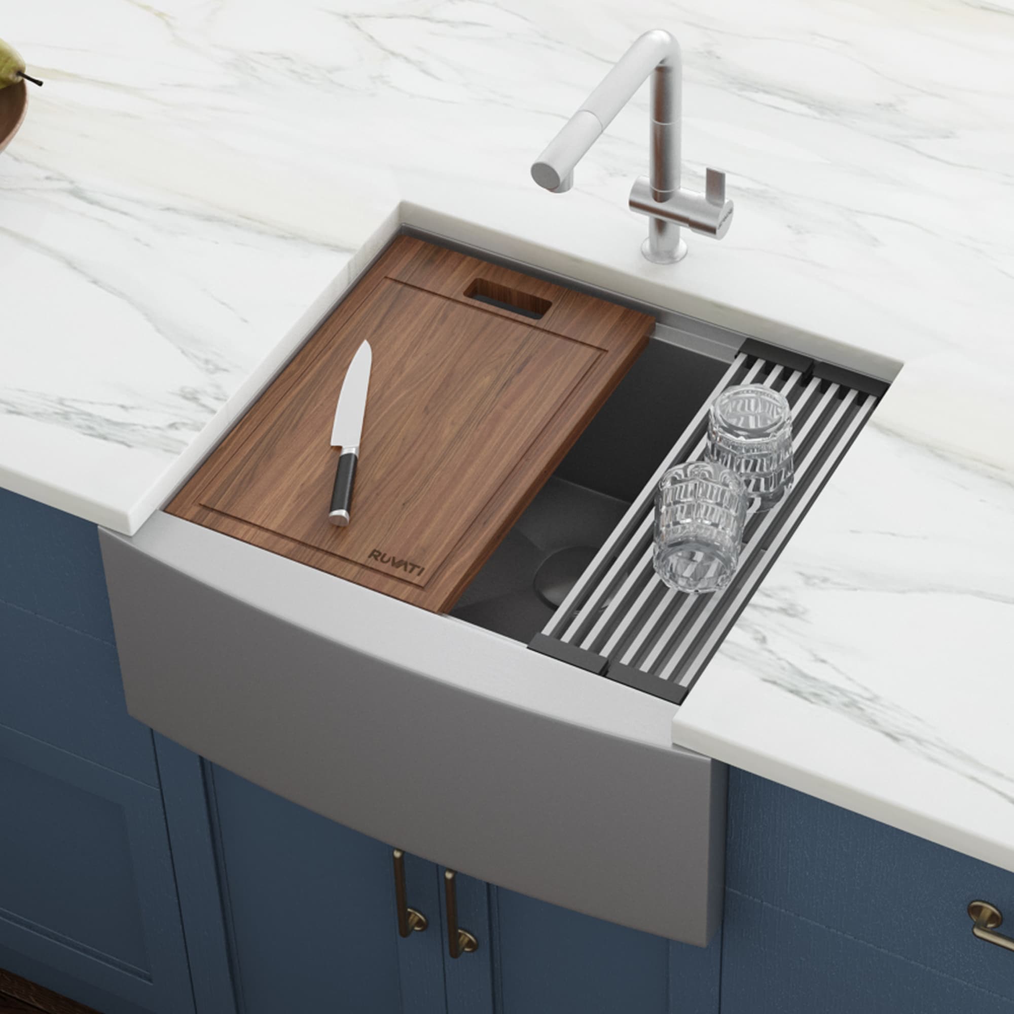 Ruvati 30" Stainless Steel Apron-Front Workstation Sink