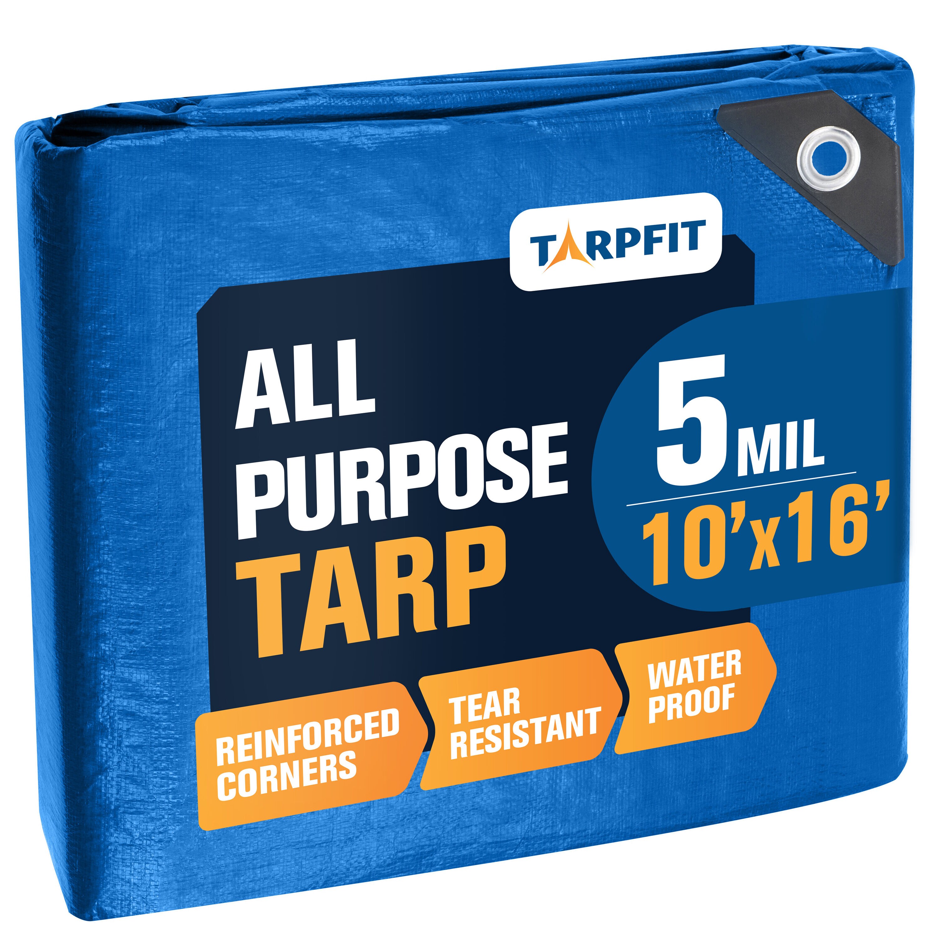 TARPFIT T5F-BL1016 10-ft x 16-ft Blue Waterproof Commercial Polyethylene 5-mil Tarp
