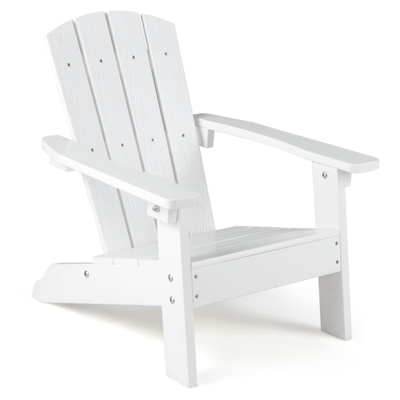 SUGIFT All-Weather HIPS Kids Adirondack Chair with High Backrest Wide Armrests Slatted Seat and 304 Stainless Steel Screws for Ages 3 to 8-White