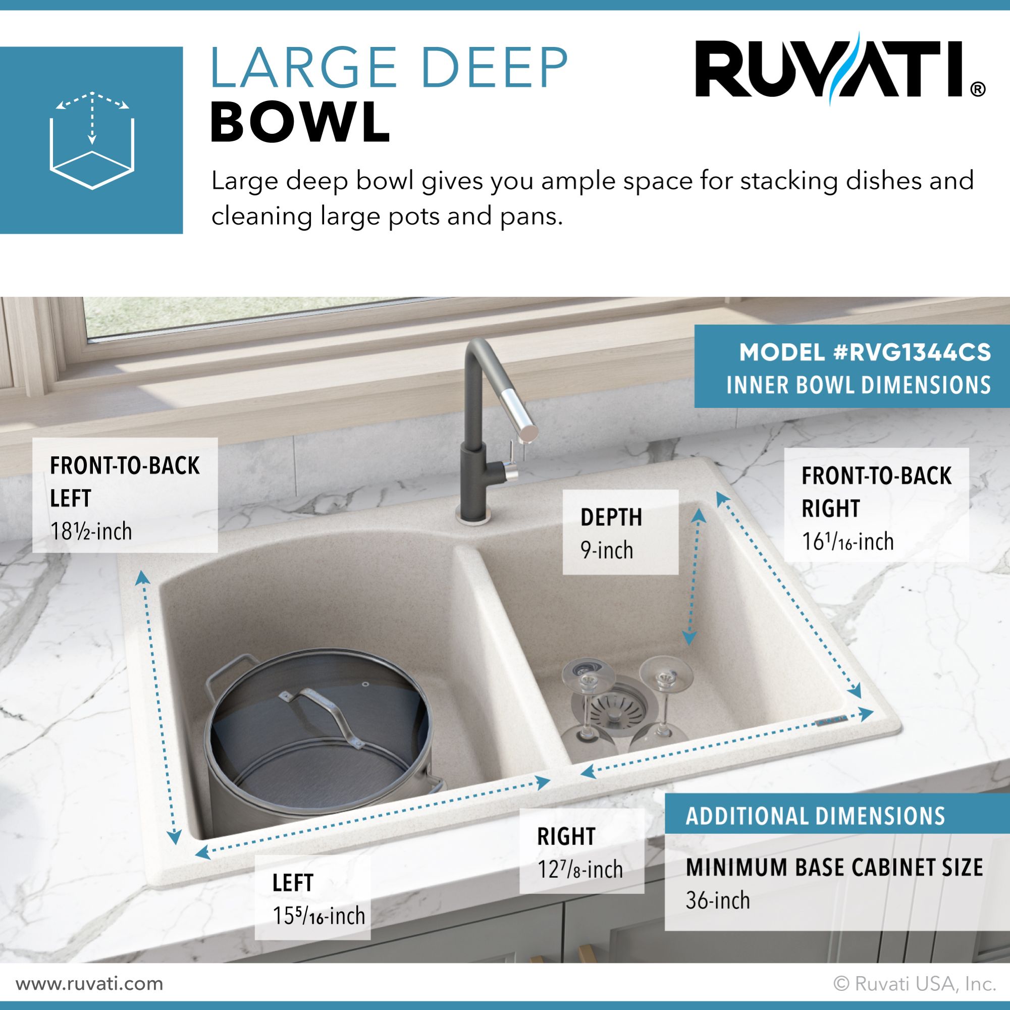 Ruvati RVG1344CS Kitchen-Sinks - View #7