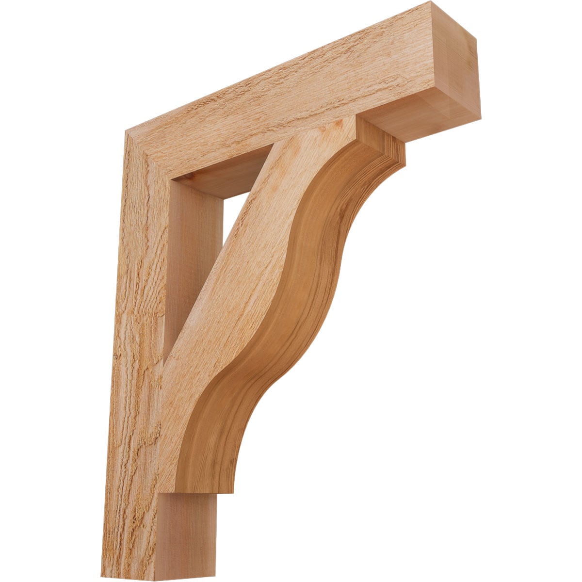 Ekena Millwork BKT04X20X24FST05RWR Funston Block Rough Sawn 4-in x 20-in x 24-in Western red cedar Brown Wood Standard bracket