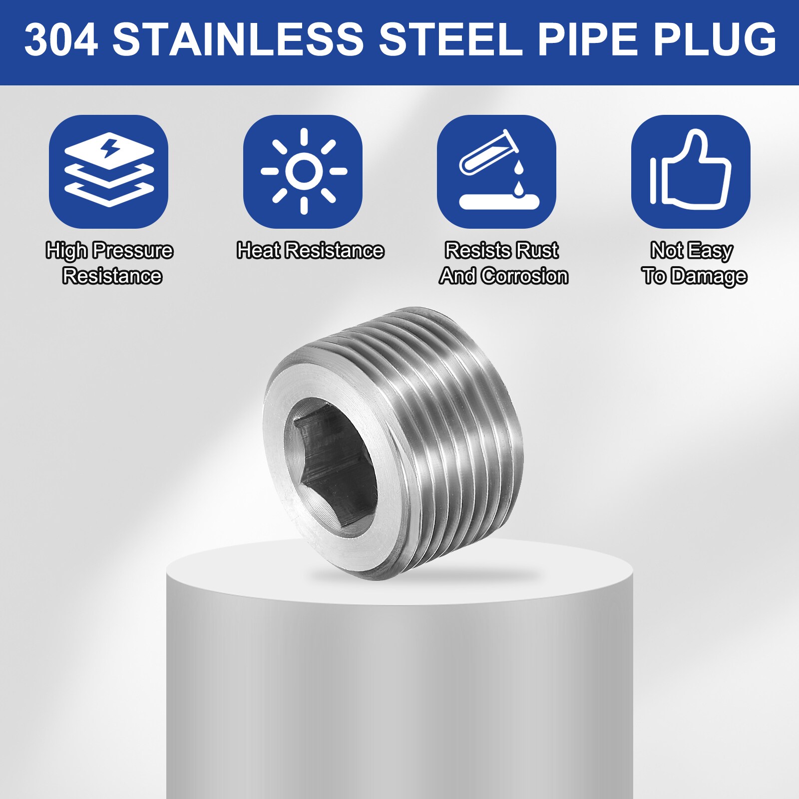 PATIKIL 2pcs 304 Stainless Steel Pipe Plug M22 x 1.5 Male Internal Hex ...