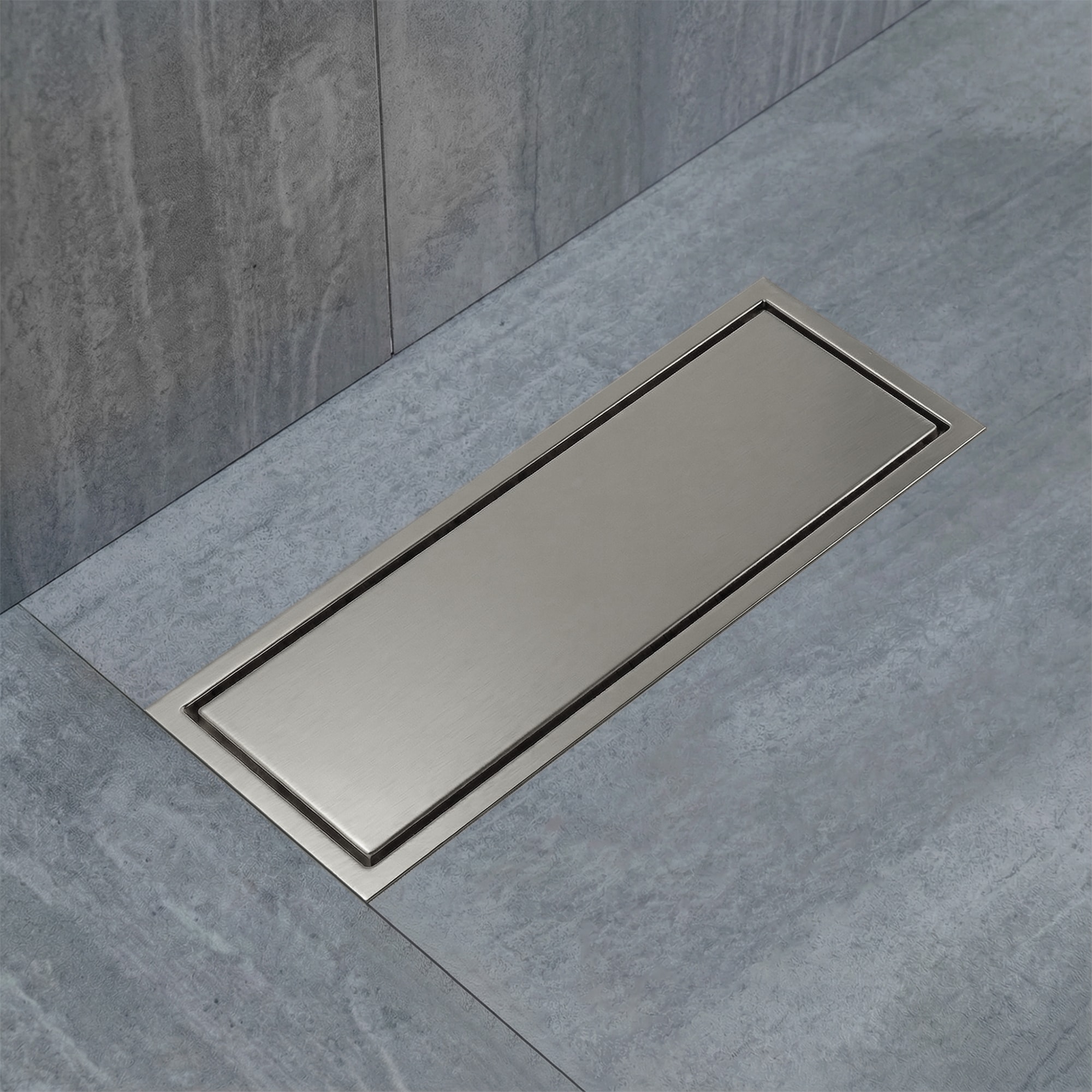 YAWWALK - Brushed Nickel 12-in High Flow Linear Shower Drain with Removable Hair Strainer 60 L/min