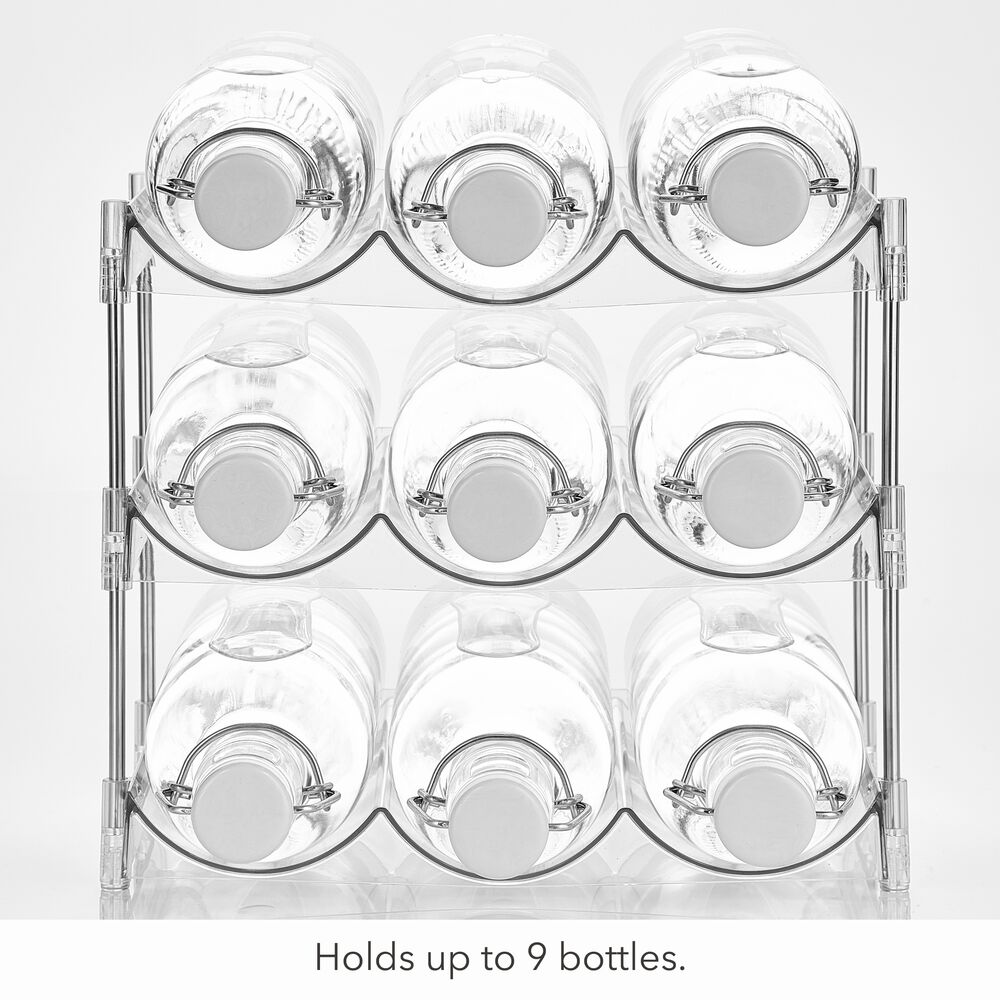 mDesign Metal Water Bottle Storage Organizer Rack, Holds 9 Bottles