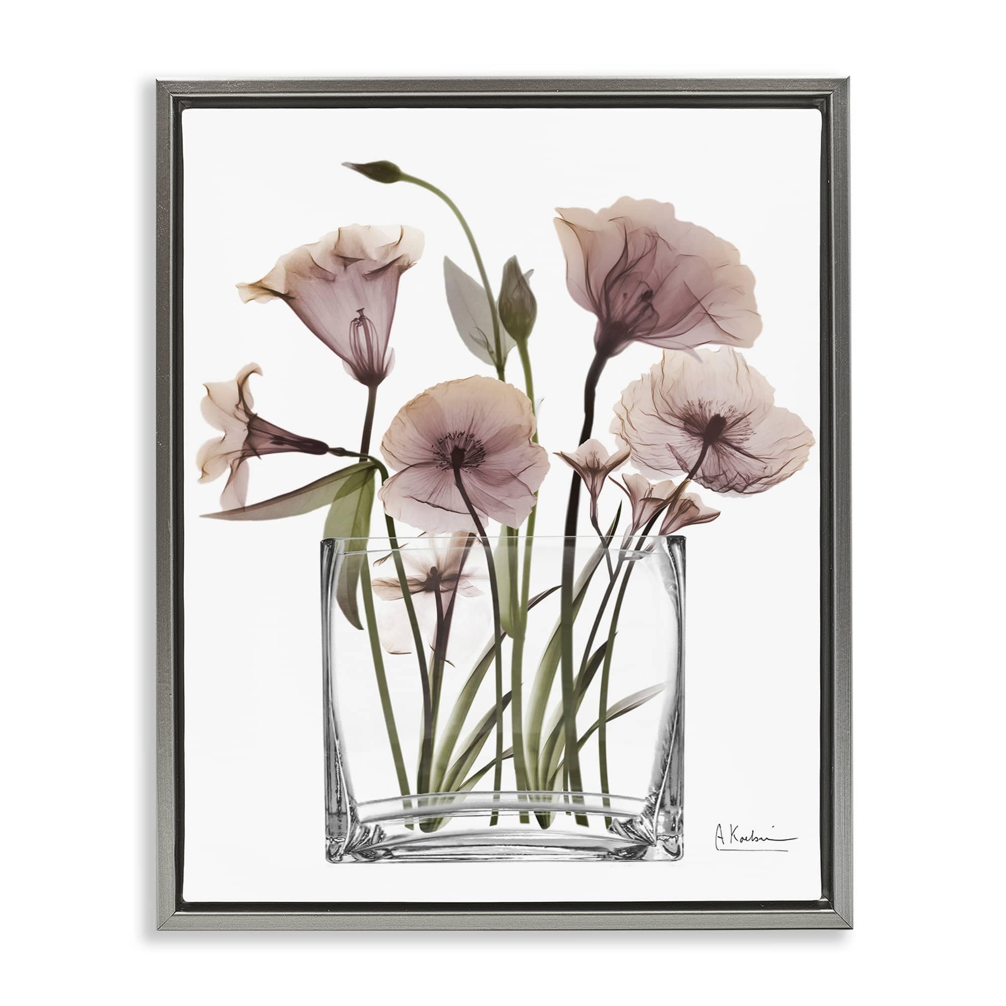 Stupell Industries BS-010-FFL-16X20 Modern Elegant Vase Gray Framed Floater Canvas Wall Art By Albert Koetsier 17 x 21