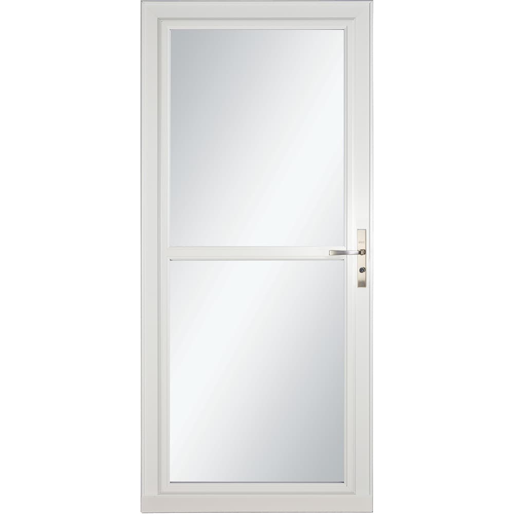 Tradewinds Selection 30-in x 81-in White Full-view Retractable Screen Aluminum Storm Door with Brushed Nickel Handle | - LARSON 1460403317S