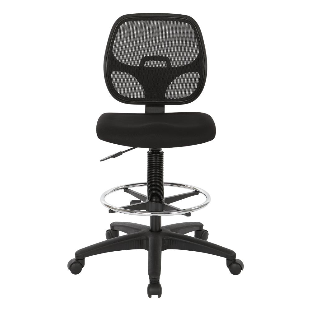 ErgoDraft Mesh & Leatherette 26" Black Drafting Chair with Adjustable Footring