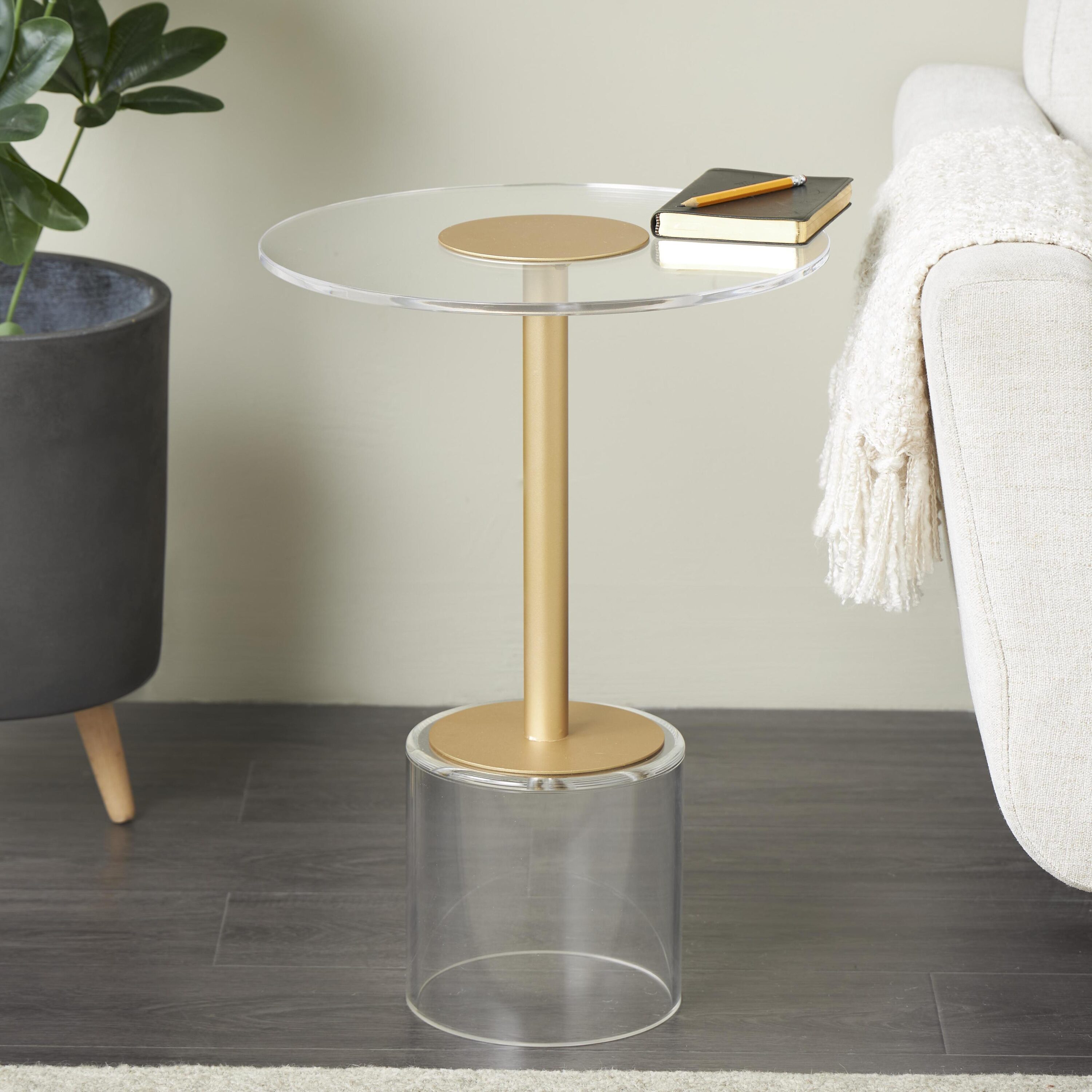 Grayson Lane 822140 15.7-in W x 22.6-in H Clear 23" Glass Round Modern End Table