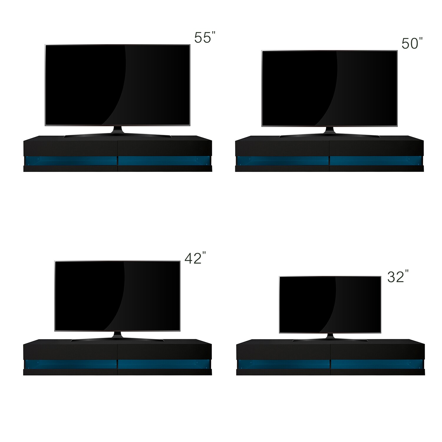 SINOFURN Modern/Contemporary Black Tv Panel (Accommodates TVs up to 80 ...