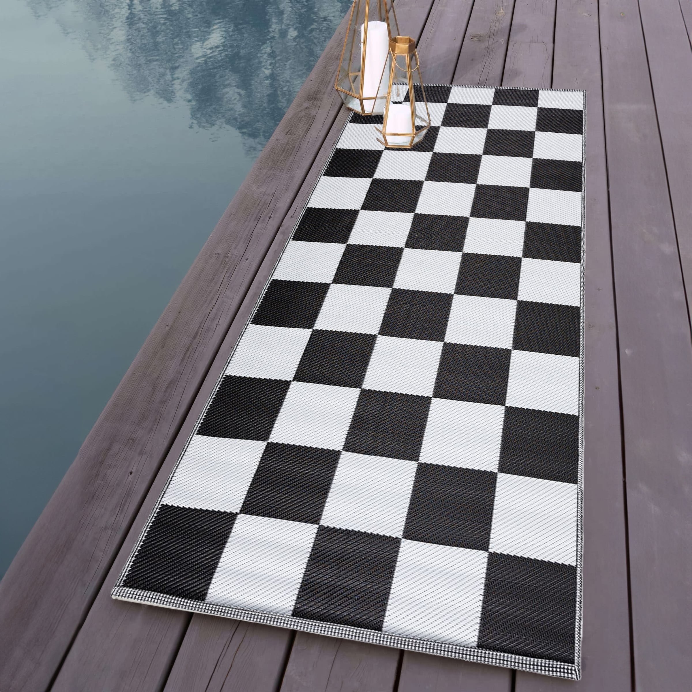 Playa Rug 2 x 6 (ft) Knotted California-BlackWhite Rectangular Indoor ...