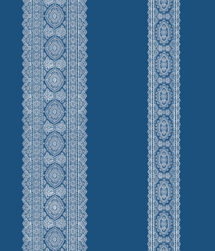 A-Street Prints 1014-001832 Kismet 56.0-Sq. Feet Indigo Non-woven Stripes Unpasted Wallpaper