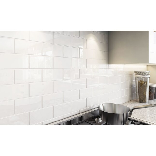 Giorbello 3x6 Glass Subway Tiles 40-Pack Bright White 3-in x 6-in Glossy  Glass Subway Wall Tile in the Tile department at Lowes.com