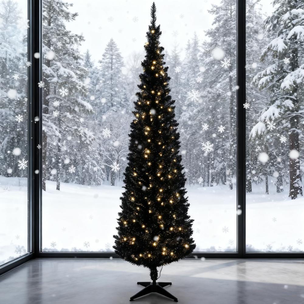 Huluwat YXJ Black 6FT Pencil Christmas Tree