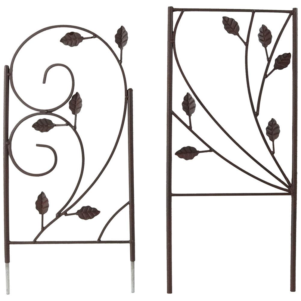 Rustic Brown Metal Garden Trellis Set for Climbing Plants