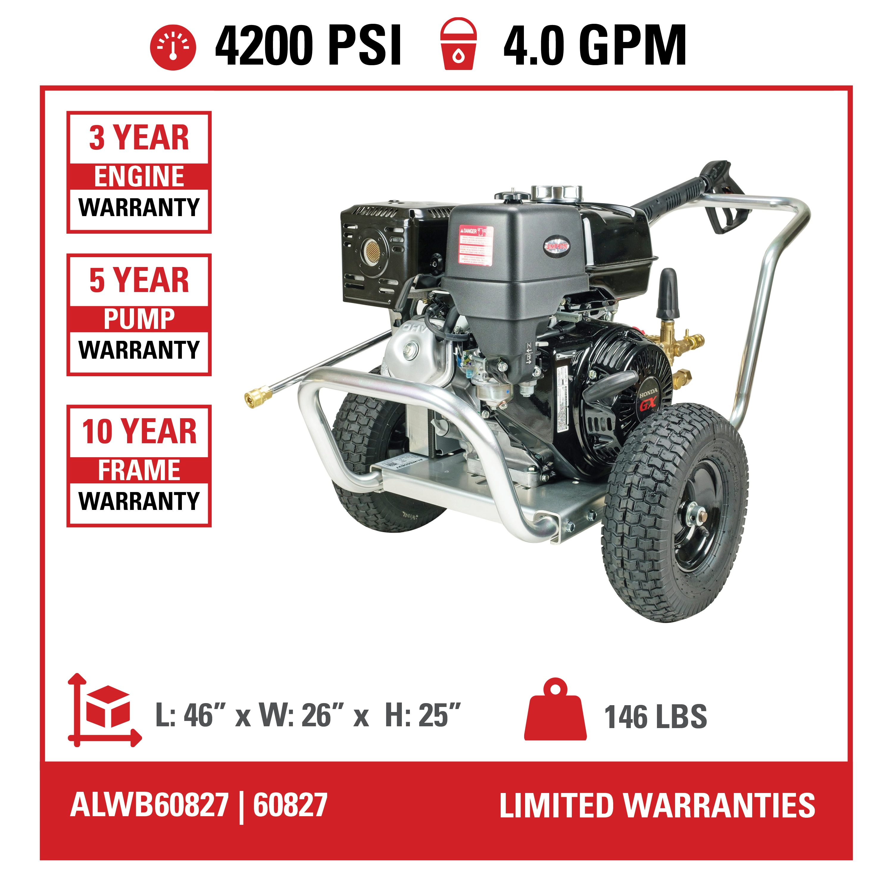 SIMPSON 4200 PSI 4-GPMs Cold Water Gas Pressure Washer with 5 Spray ...