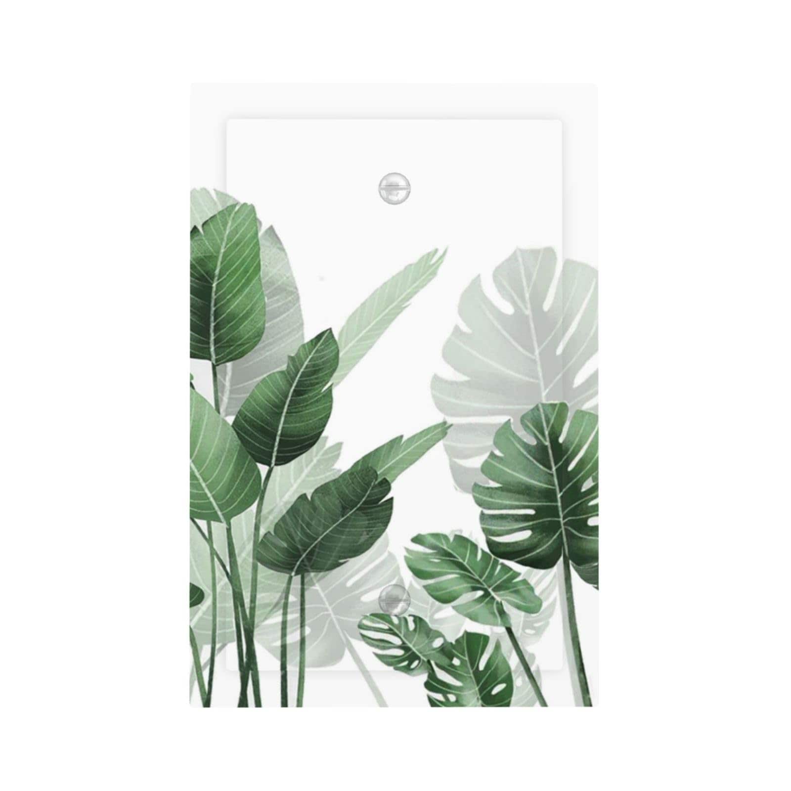 Adrinfly Light Switch Cover Plate Boho Tropical Plant Natural Palm Leaf 1 Gang No Device Blank Electrical Wall Plate Faceplate Decorative Switch #LAD0828D381