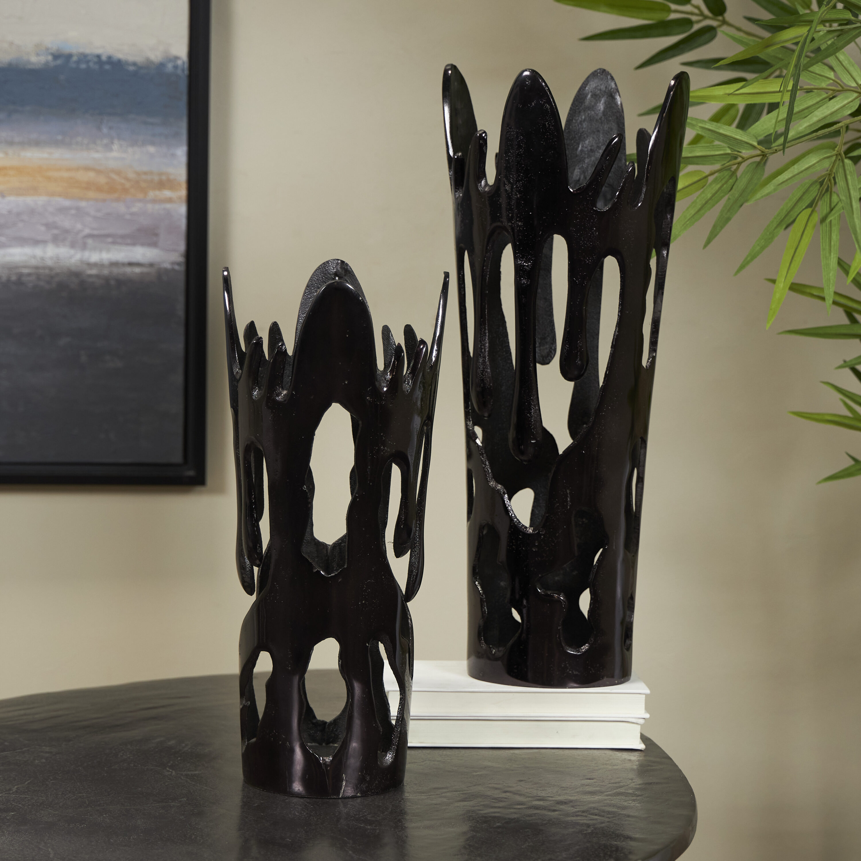Grayson Lane 821985 2 -Pack Black Aluminum Modern Vase