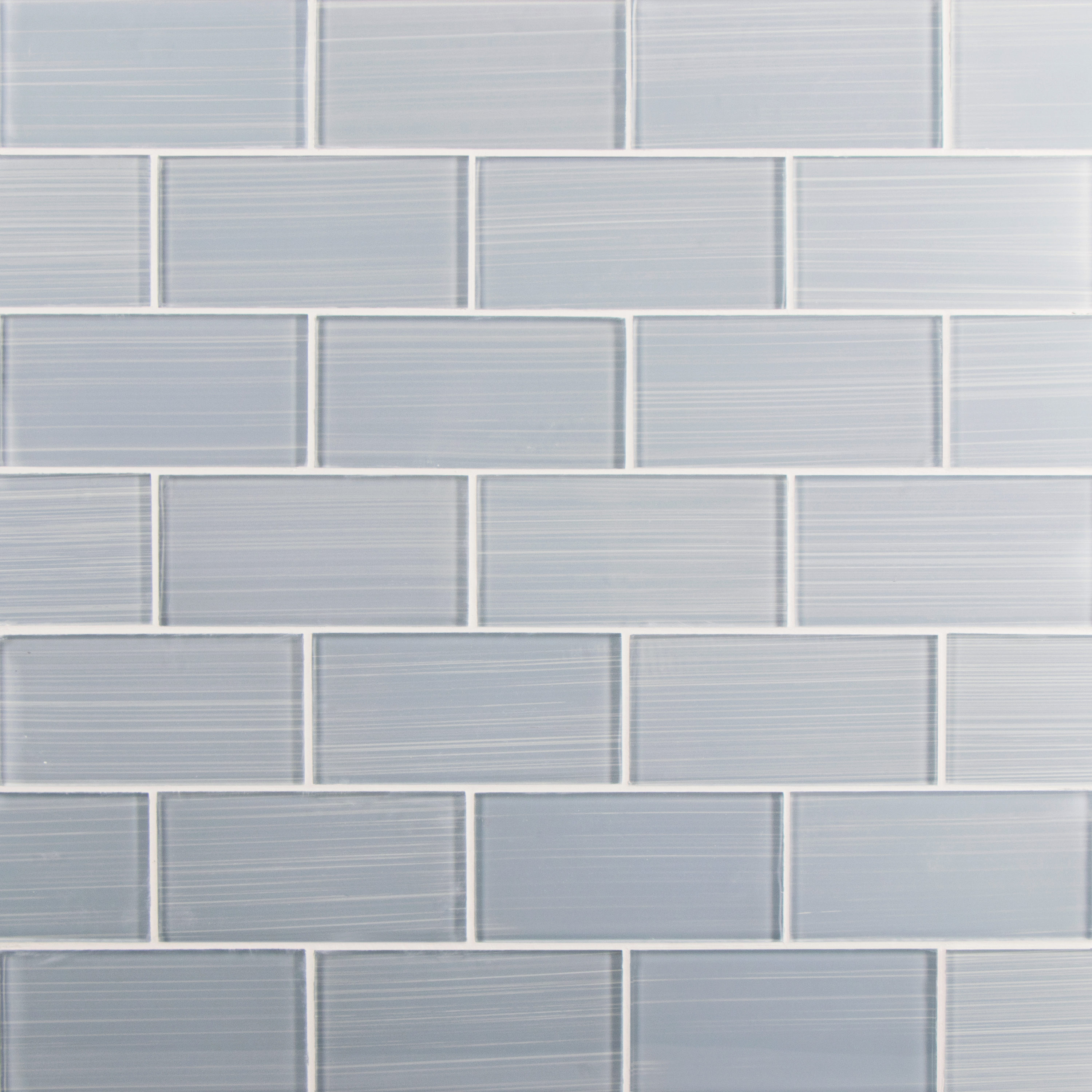 Soft Gray Hand-Painted Glass Mosaic Bathroom Wall Tile