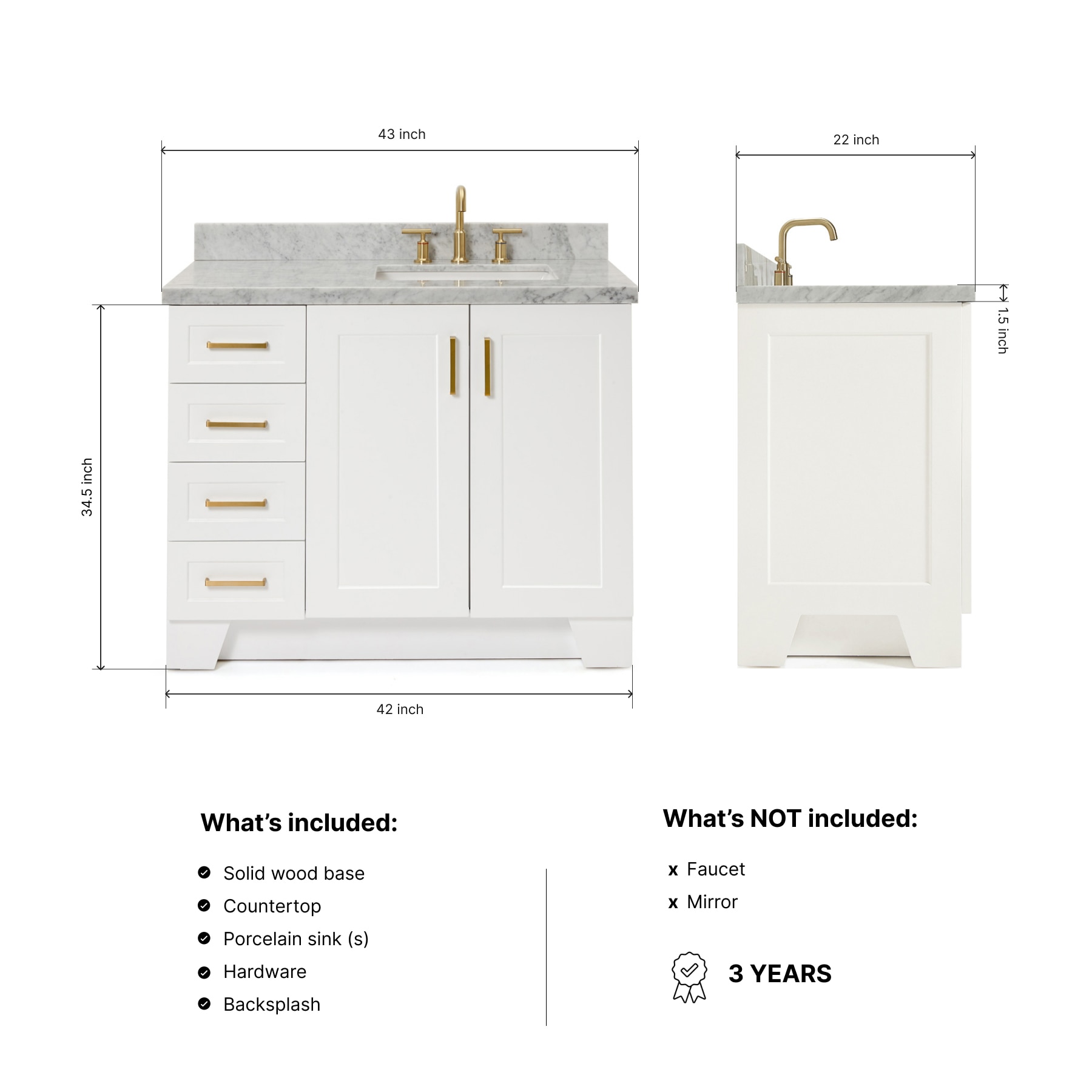 ARIEL Q043SRCWRVOWHT Bath-Vanity-Combo - View #4