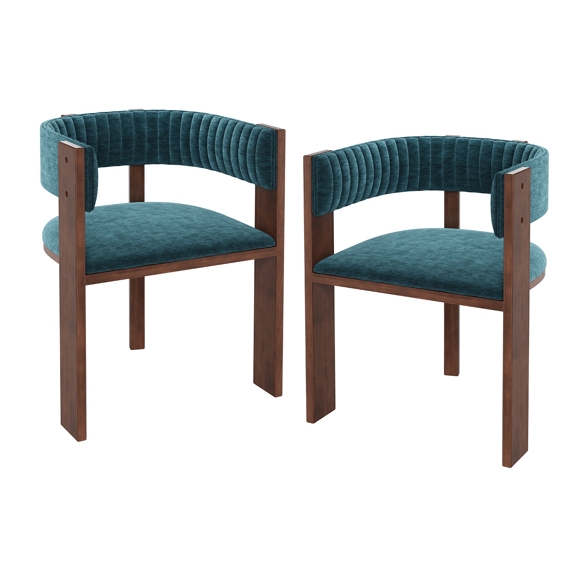 Boyel Living BLWCWS6198-GR Green Fabric Dining Chairs with Curved Back (Set of 2)