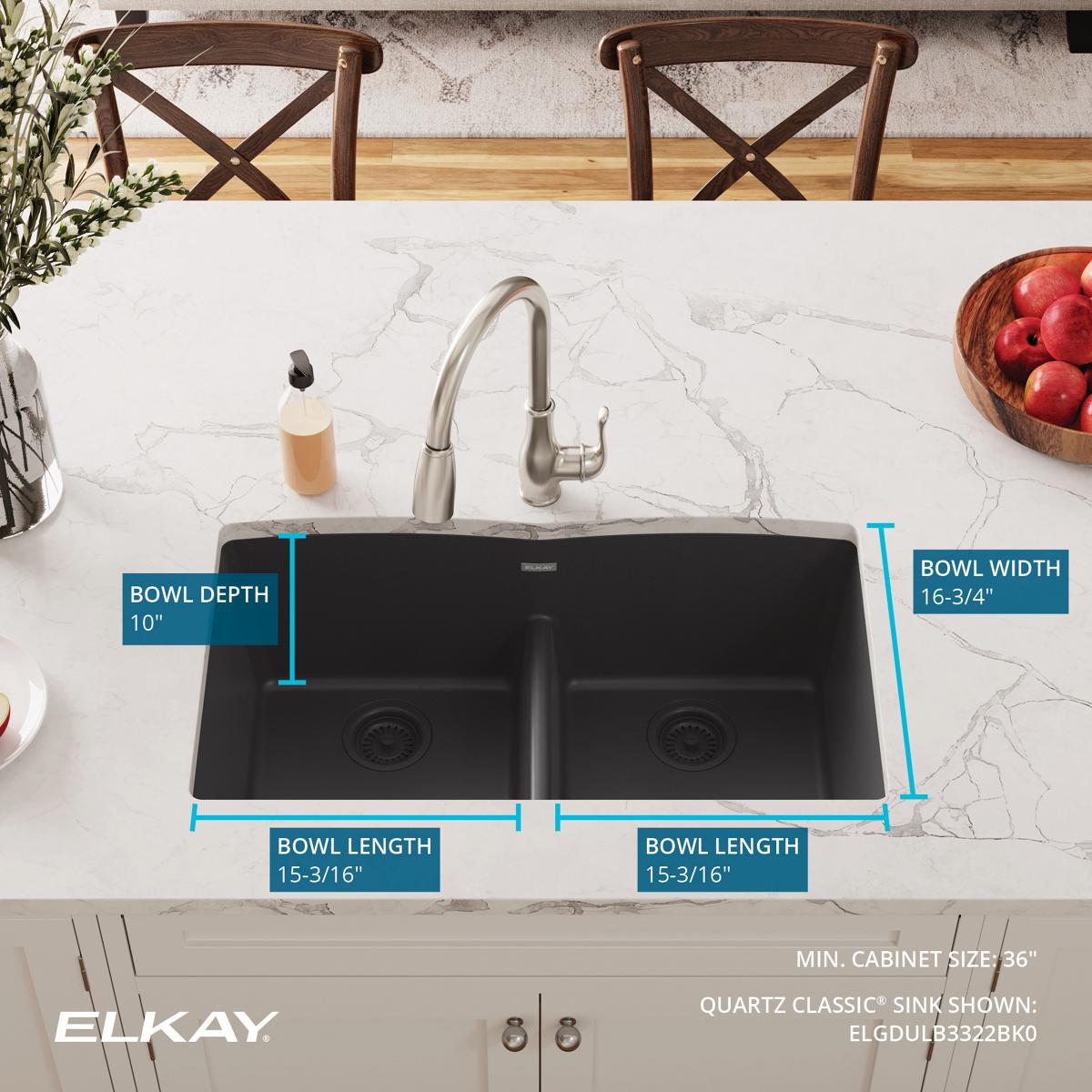 Black Quartz Double Bowl Undermount Kitchen Sink