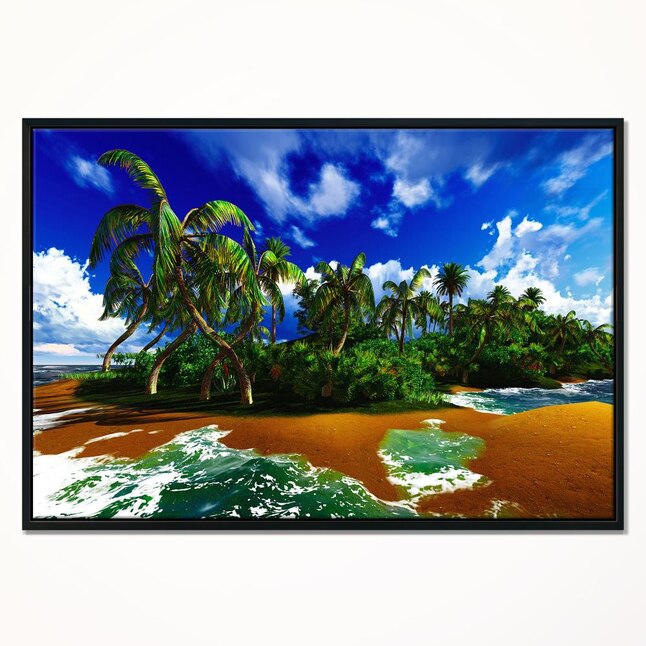 Designart Paradise Beach in Hawaii Island- Modern Seascape Framed ...