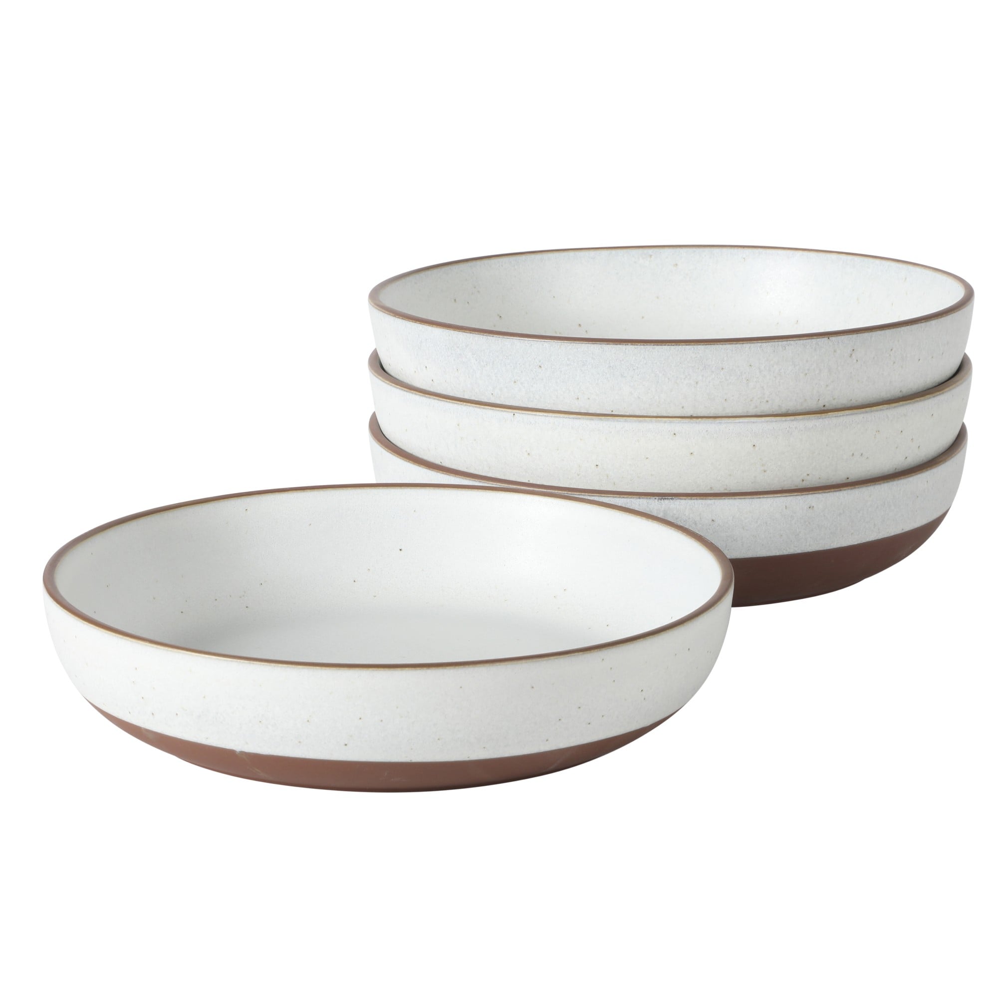 Gibson Elite  William Crest 4 Piece Dinner Bowl Set 8.5in Round Stoneware Bowls Reactive Glaze Finish Large Soup Pasta and Salad Bowls Microwave and Dishwasher Safe Ash White