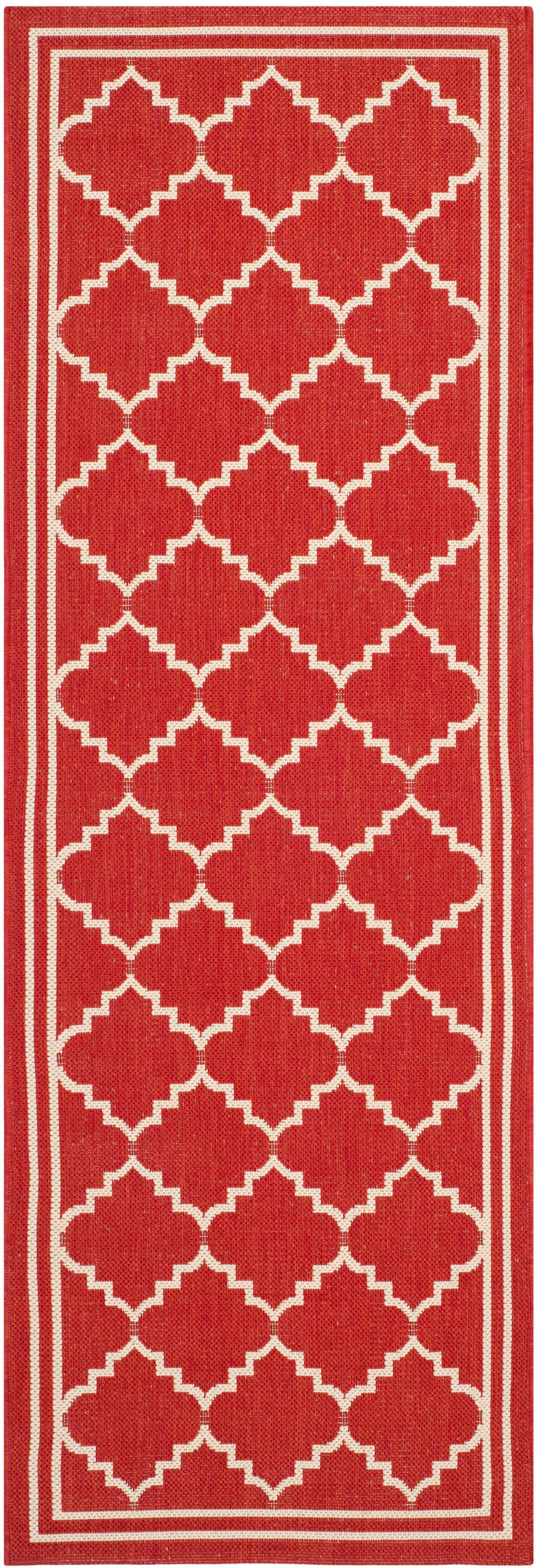 Courtyard 6889-248 Red Beige 2 X 7 Runner Rug