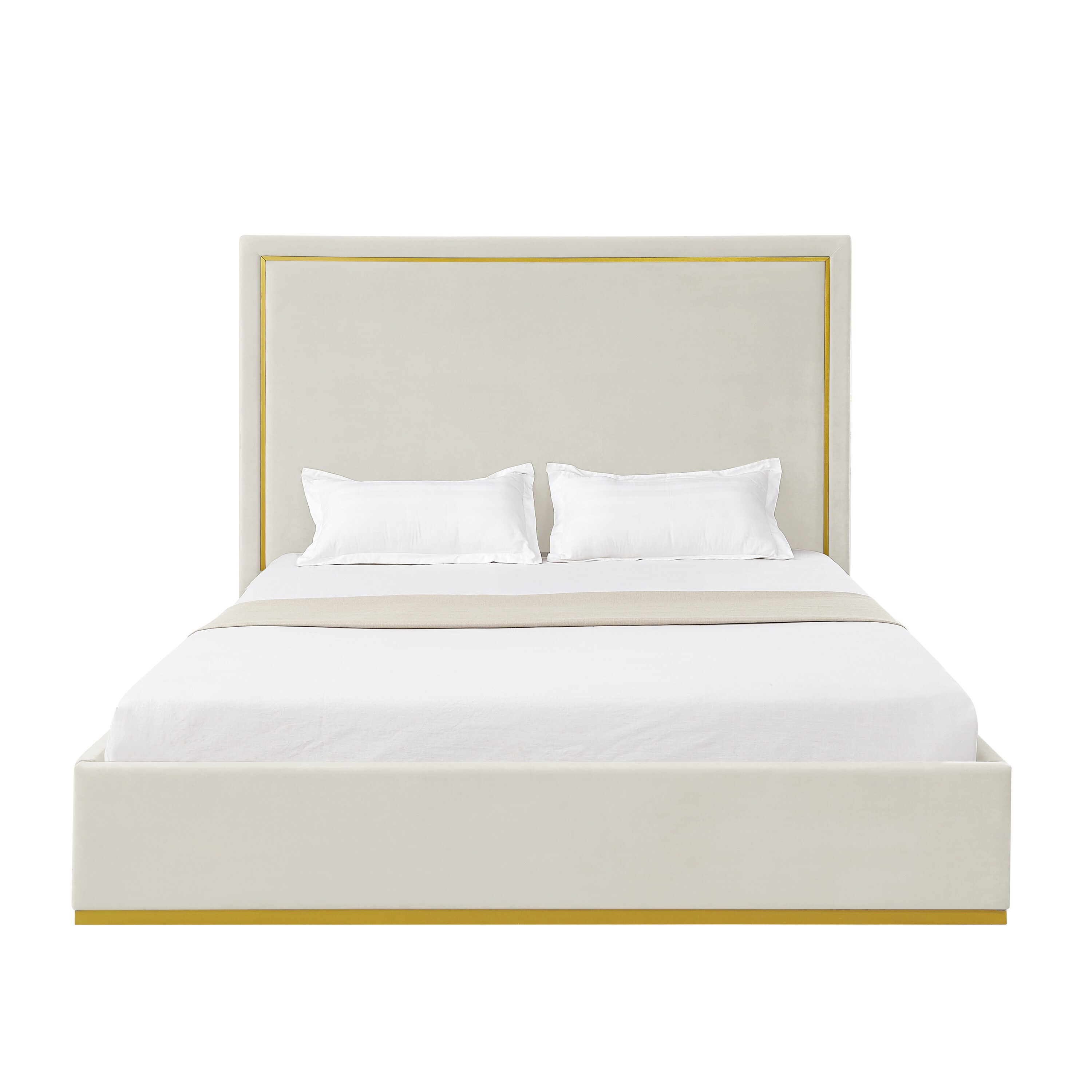 Inspired Home BD417-02BEK-LS Beige King Wood Platform Bed