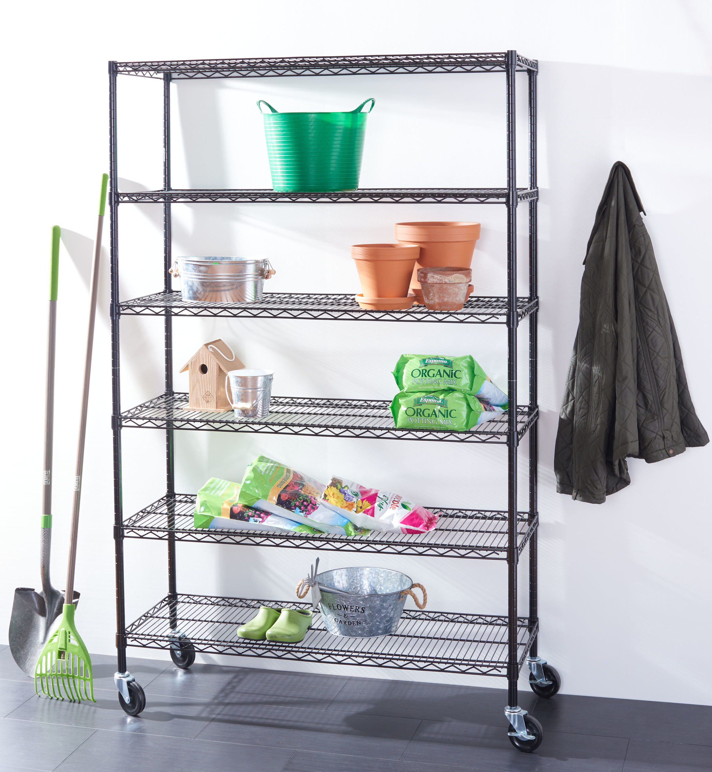 Safavieh HAC2005B 6 -Tier Black Steel Utility shelving unit ( 47.6-in W x 18-in D x 75-in H )